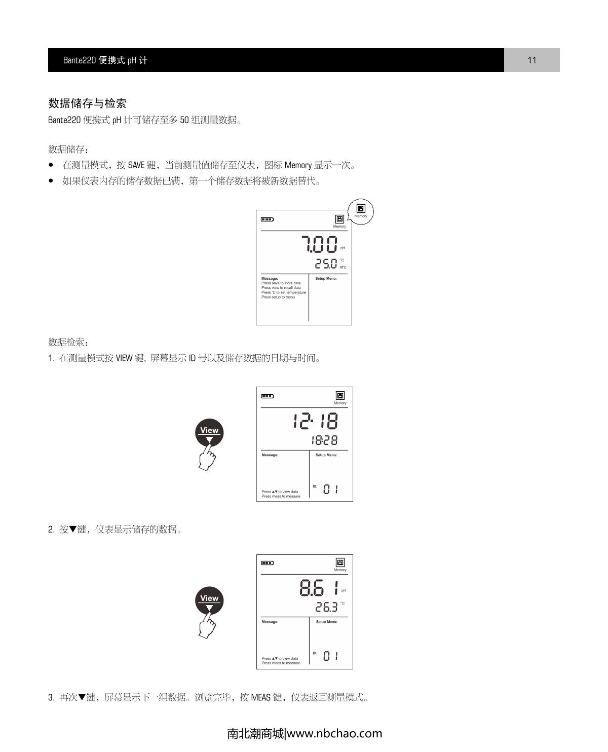 Bante Bante220-ORP Portable pH/ORP MeterManual page 12
