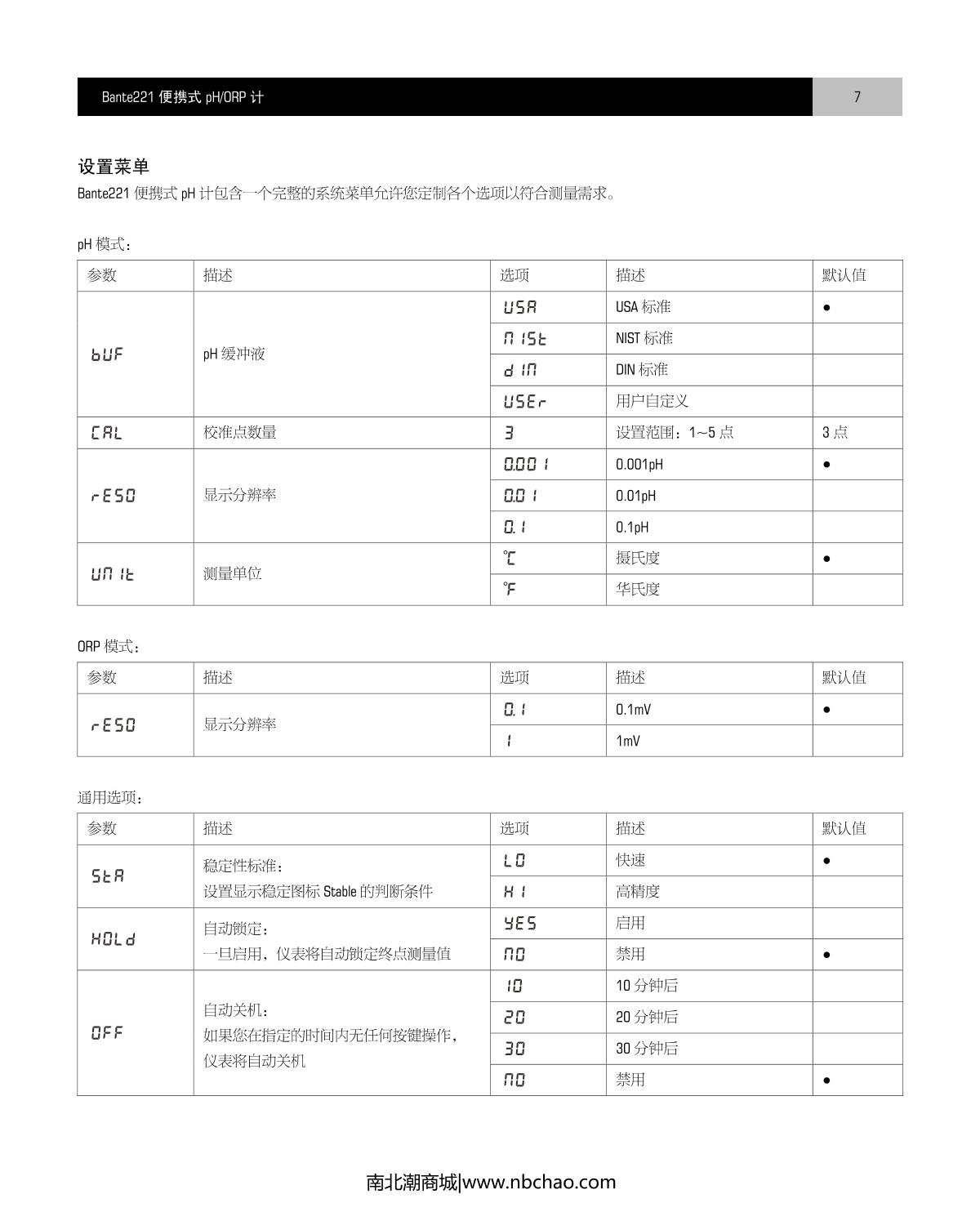 Bante Bante221-CN Portable pHmeterManual page 8
