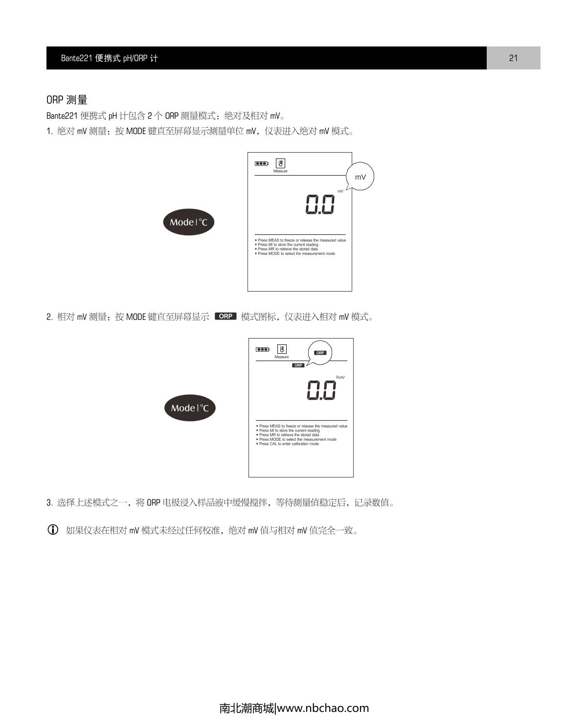 Bante Bante221-CN Portable pHmeterManual page 22