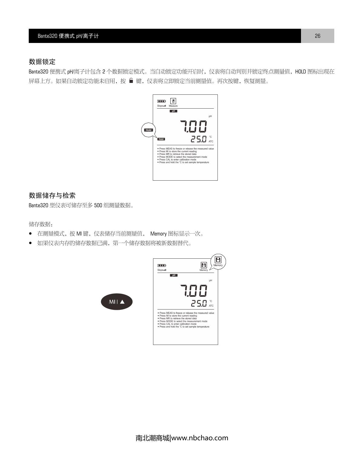 Bante Bante320-UK Portable Ion meterManual page 27
