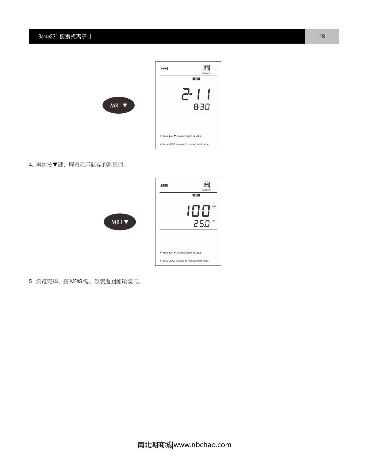 Bante Bante321-Cd Portable Ion meterManual page 20