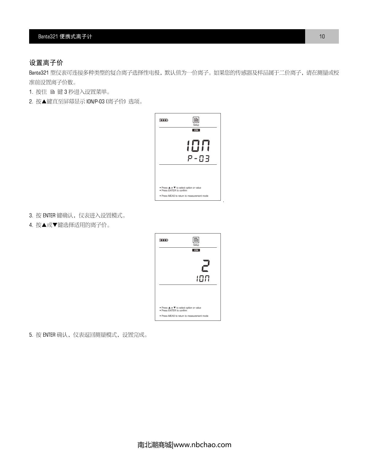 Bante Bante321-Pb Portable Ion meterManual page 11