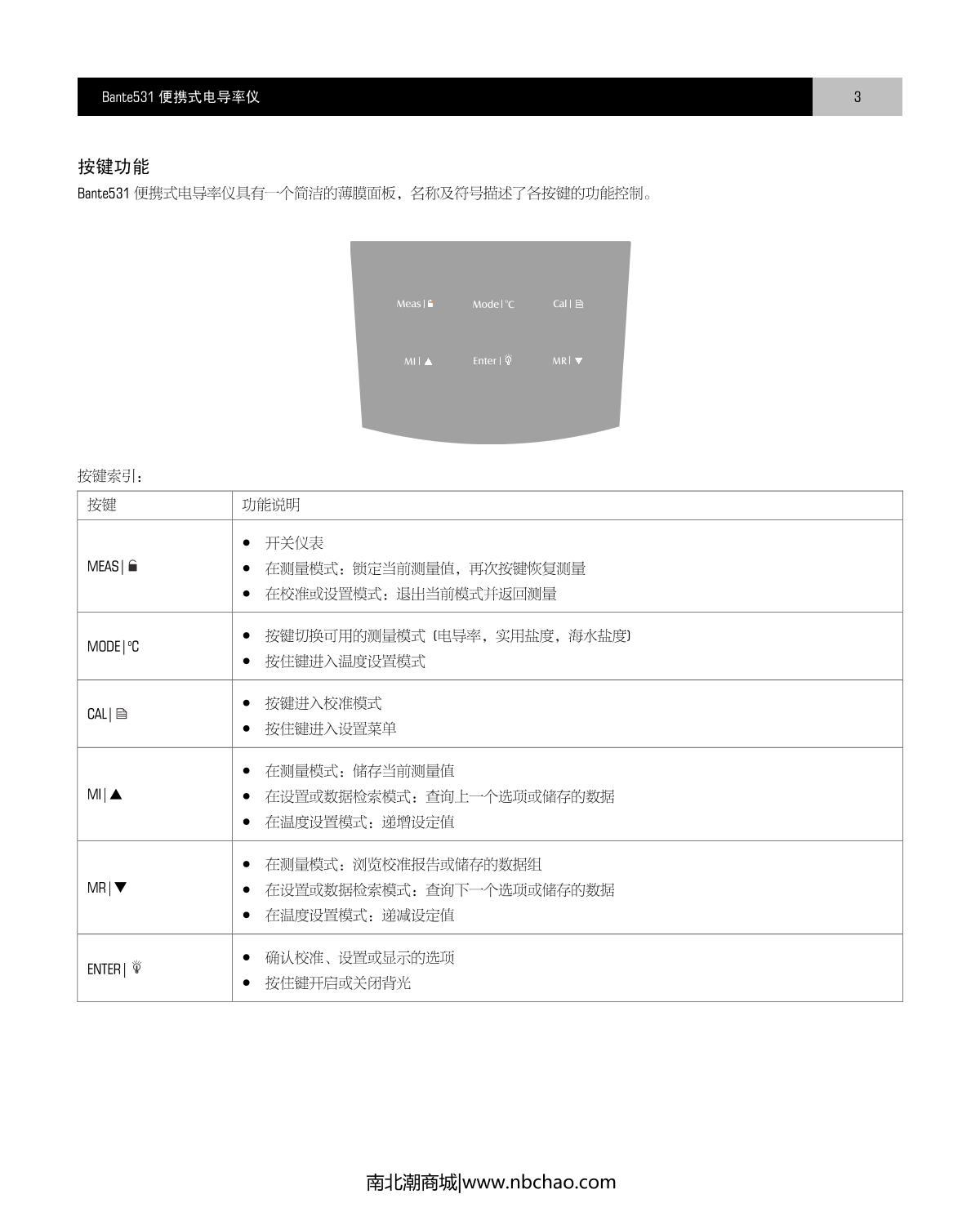 Bante Bante531-DL Portable Conductivity MeterManual page 4