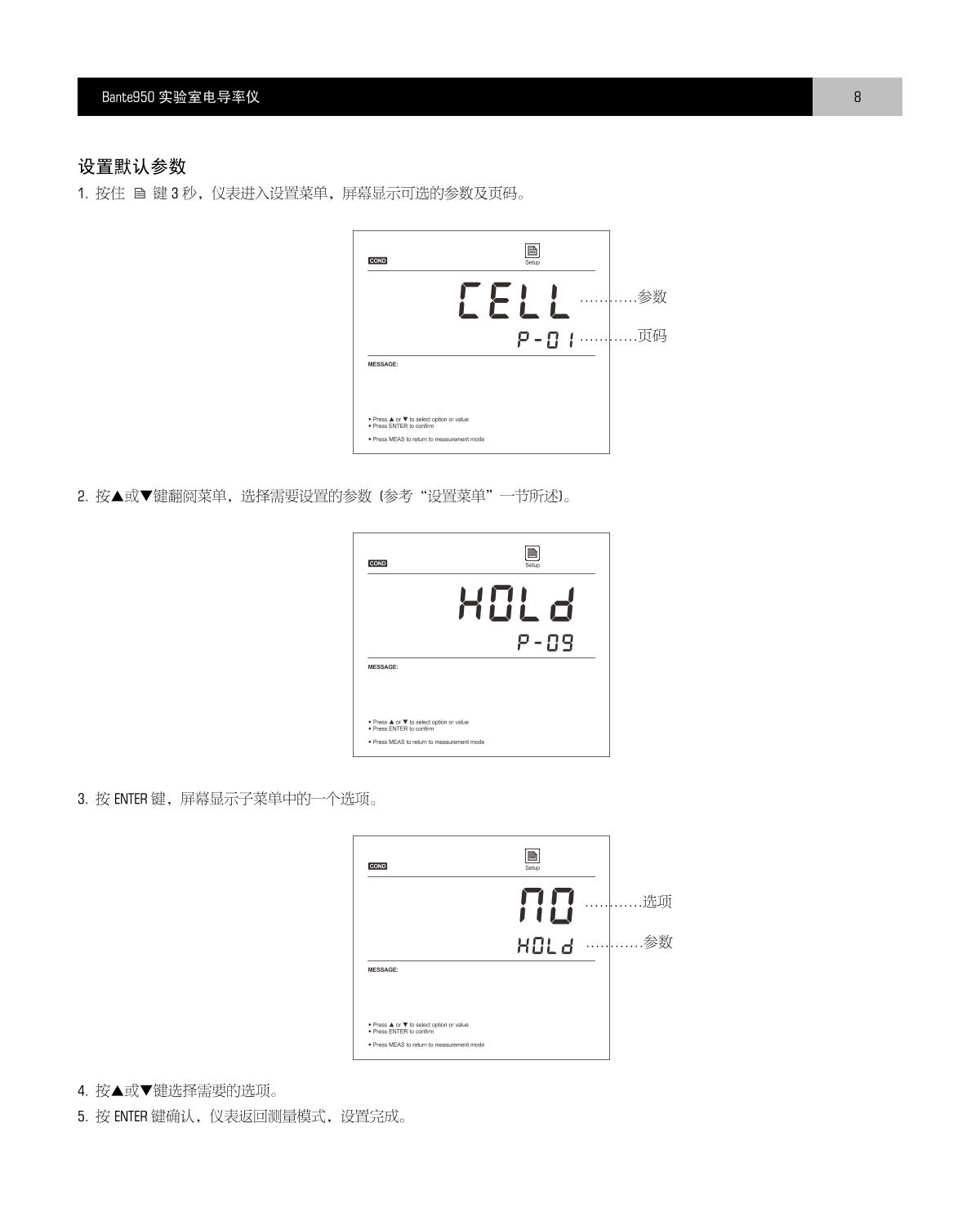 Bante Bante950-DL Laboratory conductivity /TDS/salinity/resistivity meterManual page 9