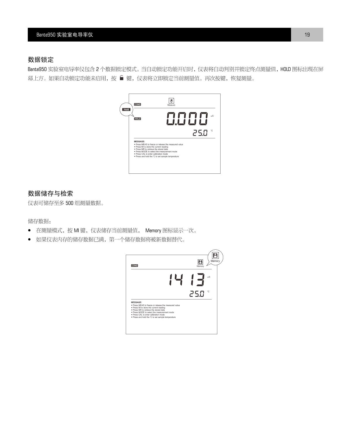 Bante Bante950-DL Laboratory conductivity /TDS/salinity/resistivity meterManual page 20