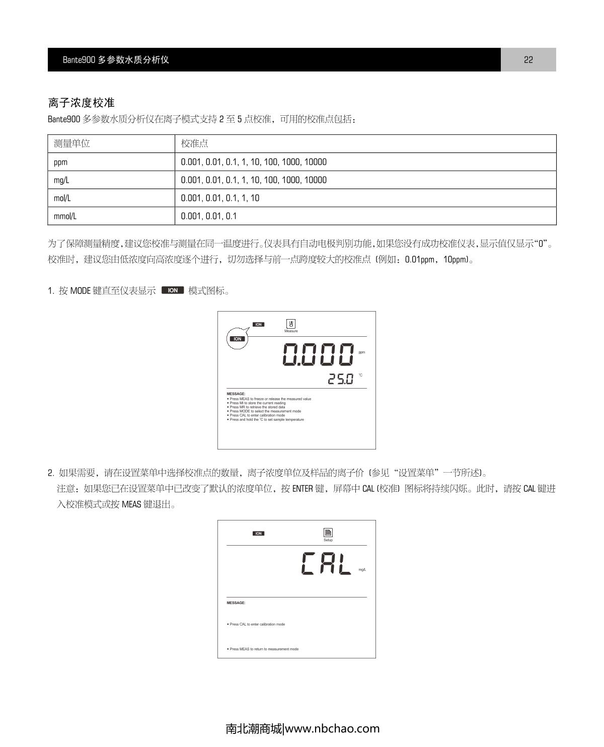 Bante Bante900-CN Laboratory multiparameter Water Quality MeterManual page 23
