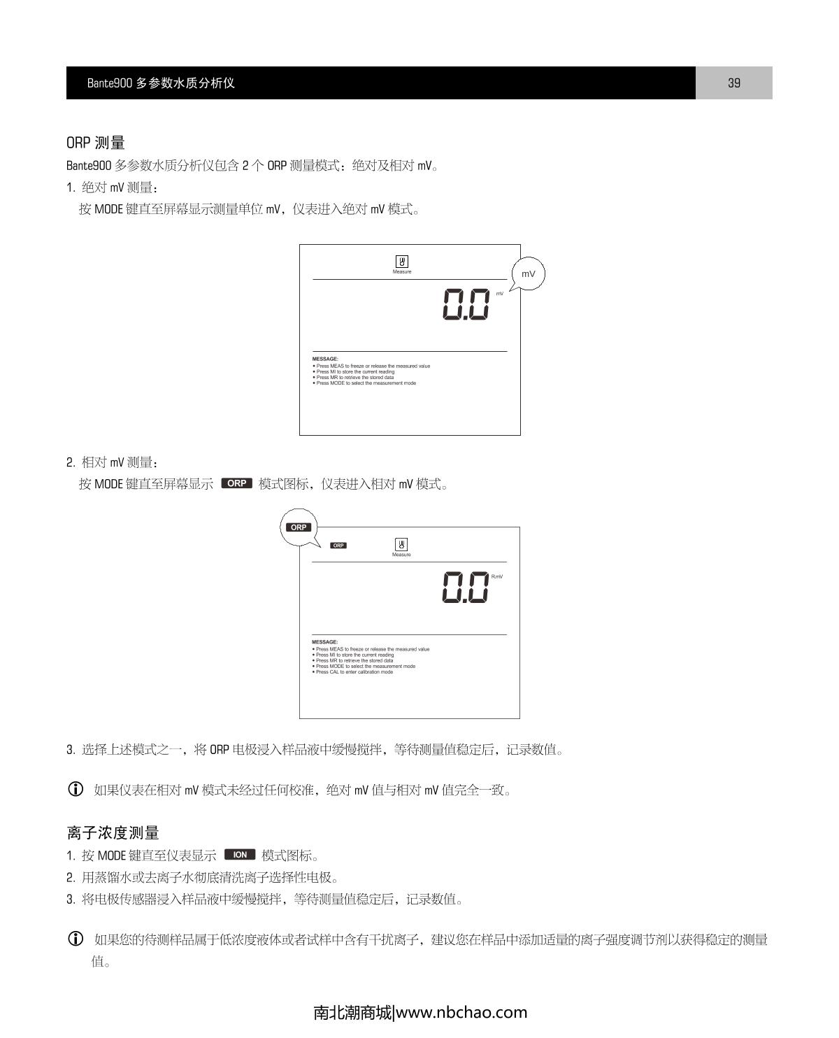 Bante Bante900-CN Laboratory multiparameter Water Quality MeterManual page 40