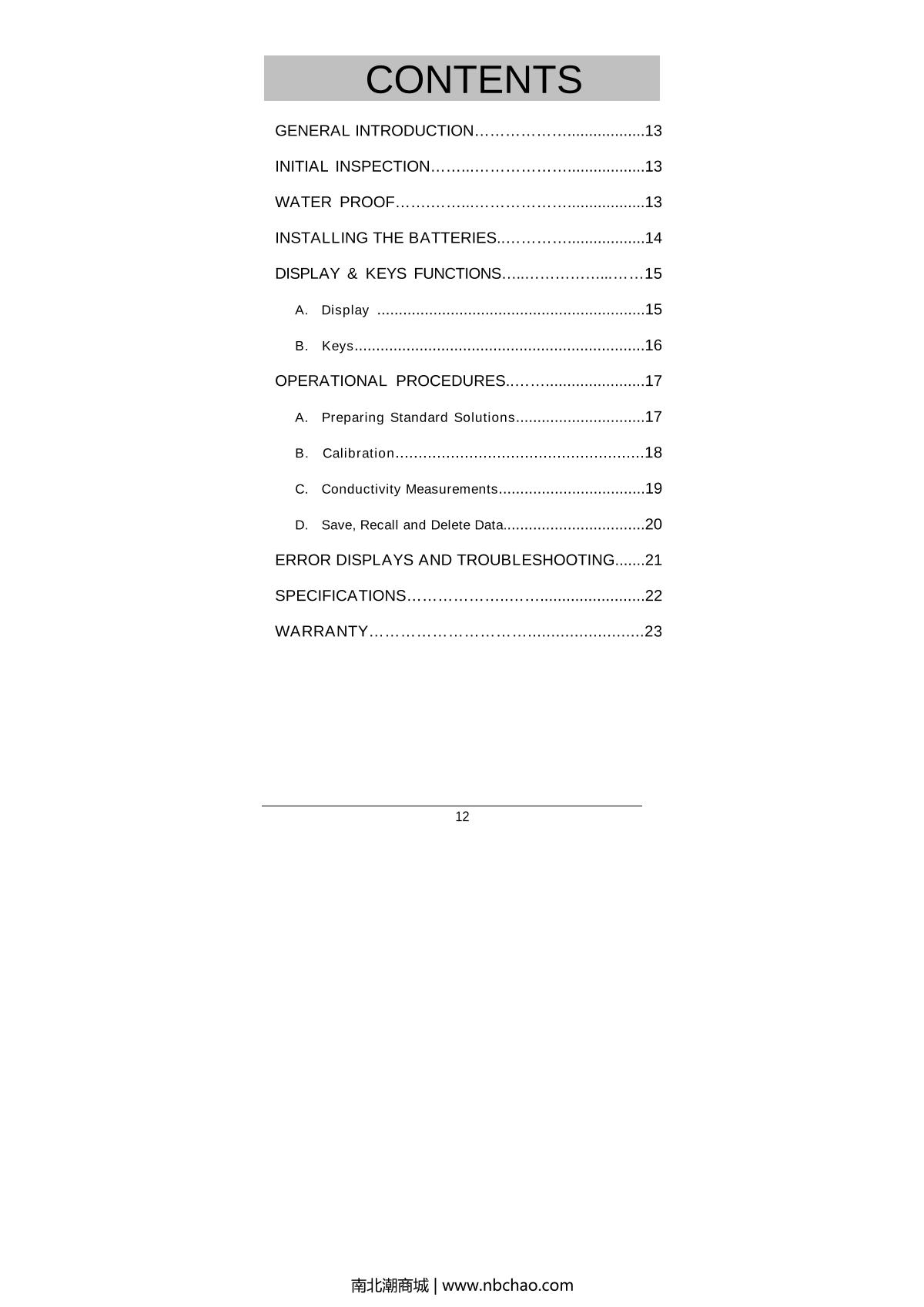 JENCO 3020M Water quality Measurement InstrumentManual page 13
