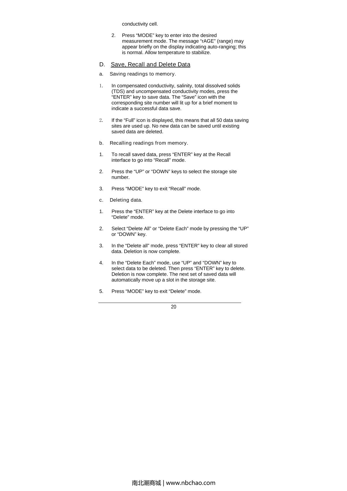JENCO 3020M Water quality Measurement InstrumentManual page 21