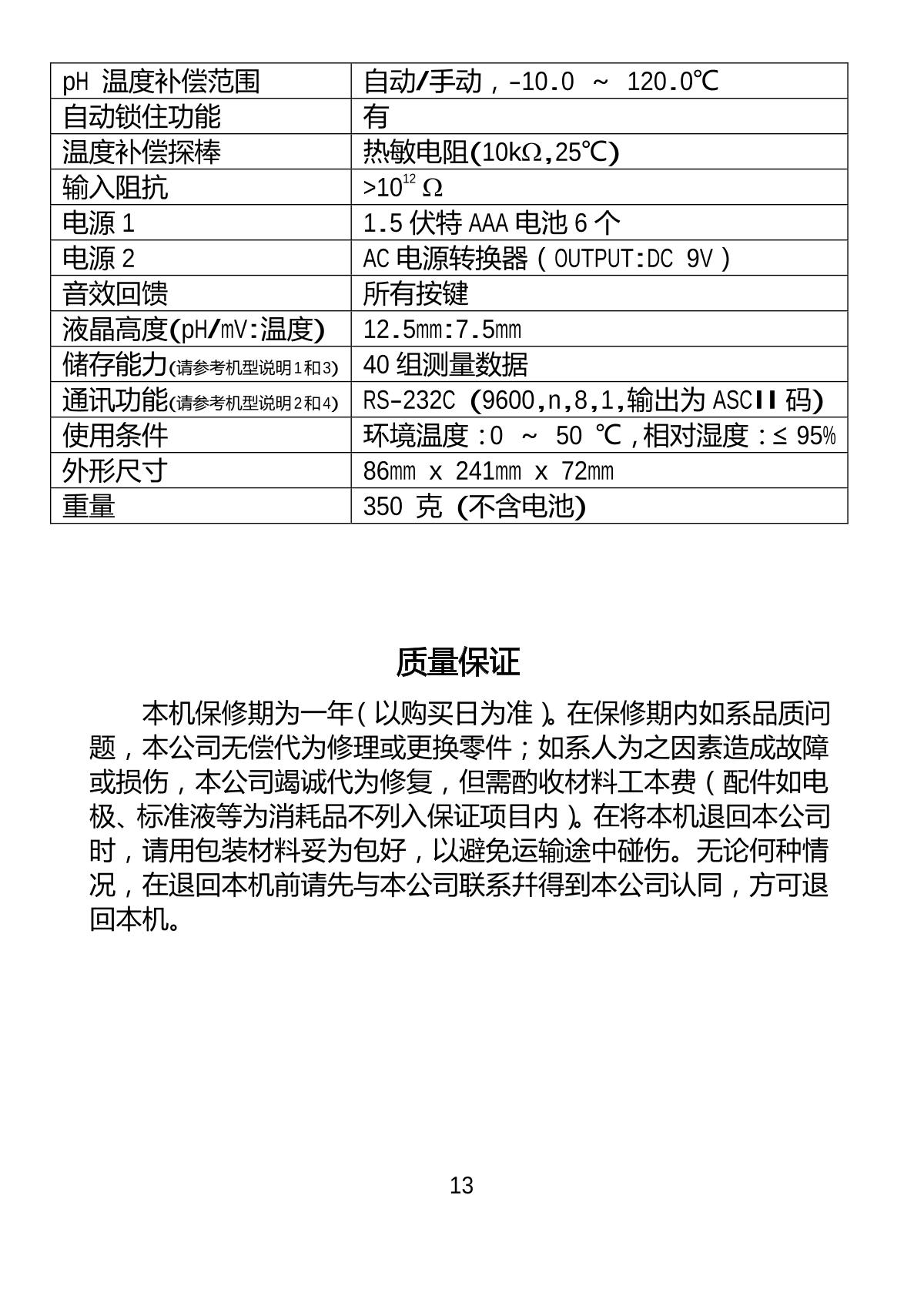 JENCO 6230M Portable PH/oxidation/temperature TesterManual page 14