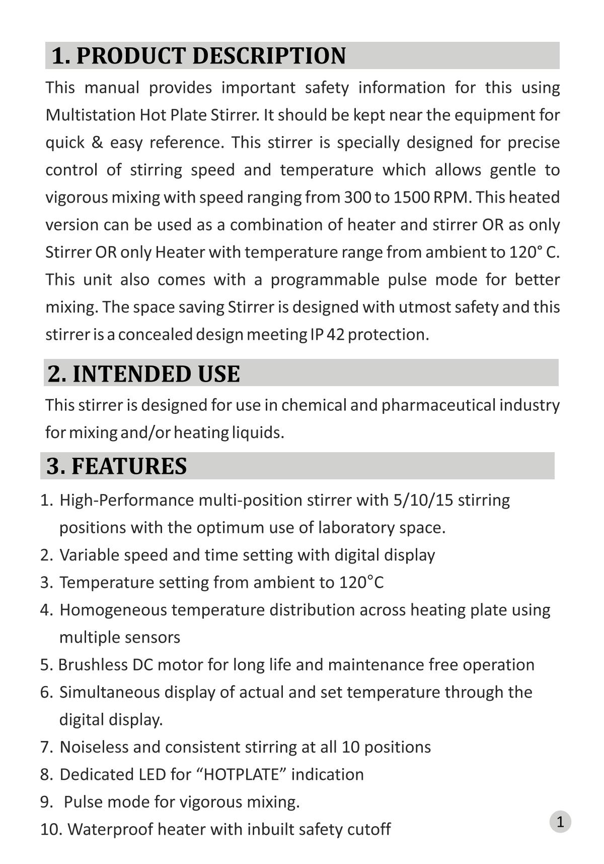 BIOFIL MS 15M Magnetic StirrerManual page 5