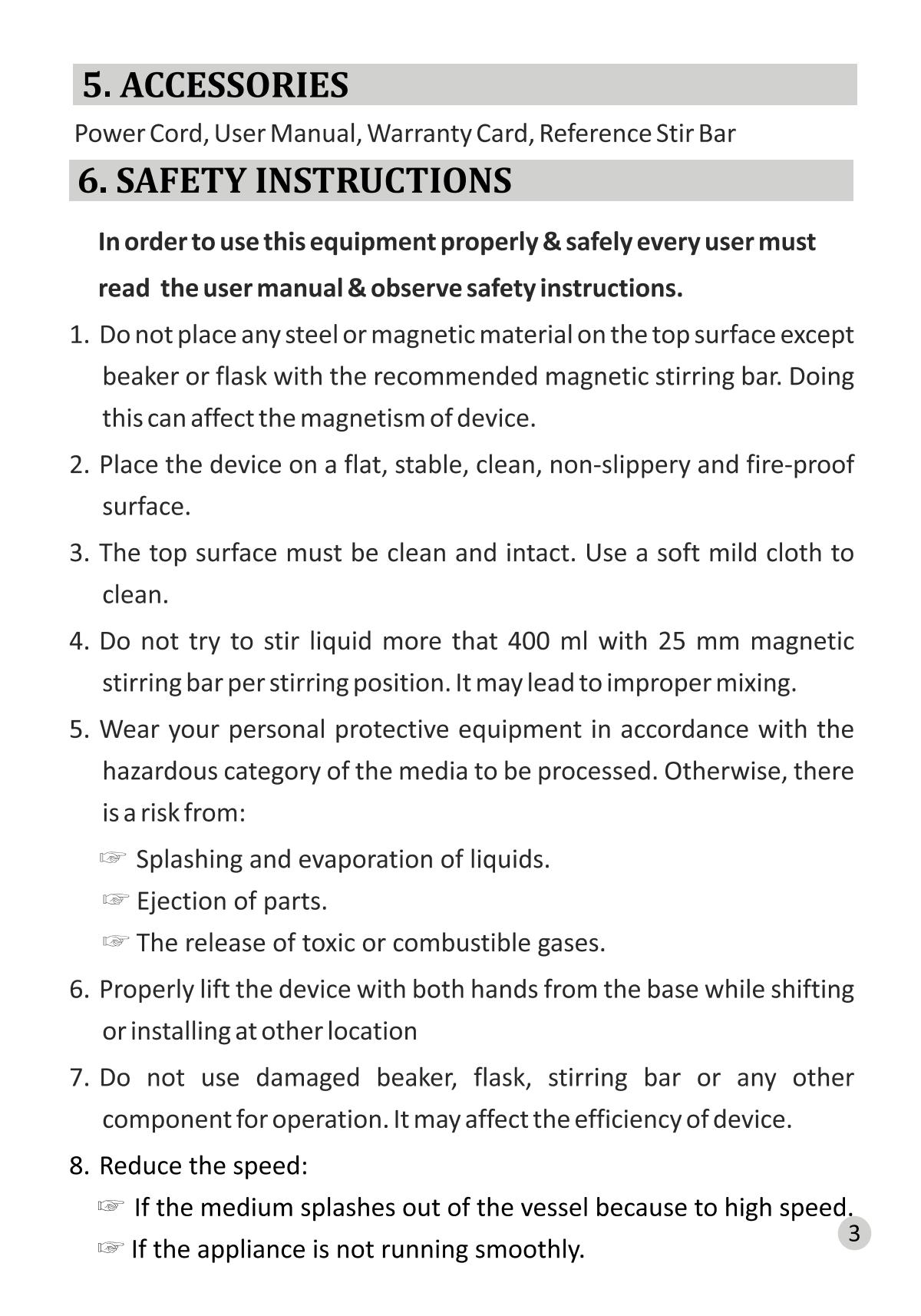 BIOFIL MS 15M Magnetic StirrerManual page 7
