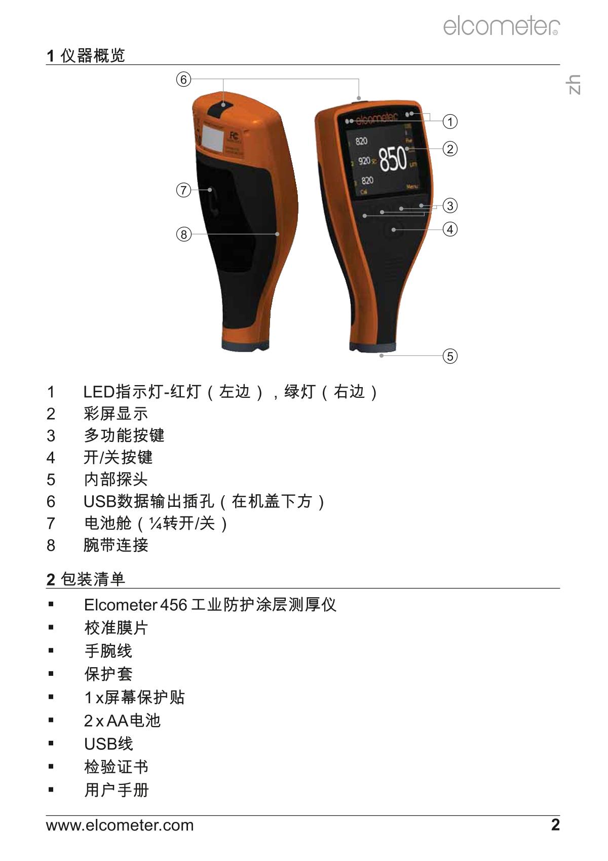 Elcometer Elcometer 456 IPC IPC dry Film Thickness GaugeManual page 3
