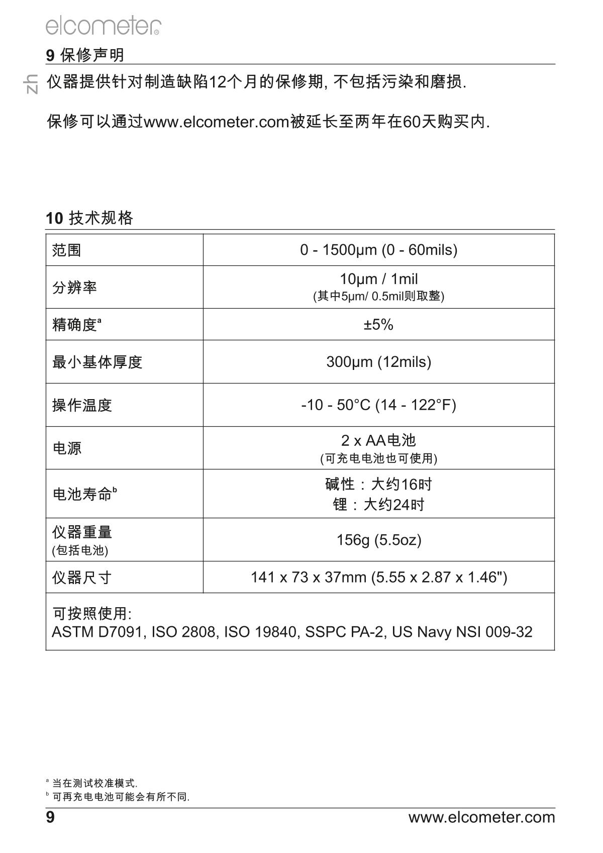 Elcometer Elcometer 456 IPC IPC dry Film Thickness GaugeManual page 10