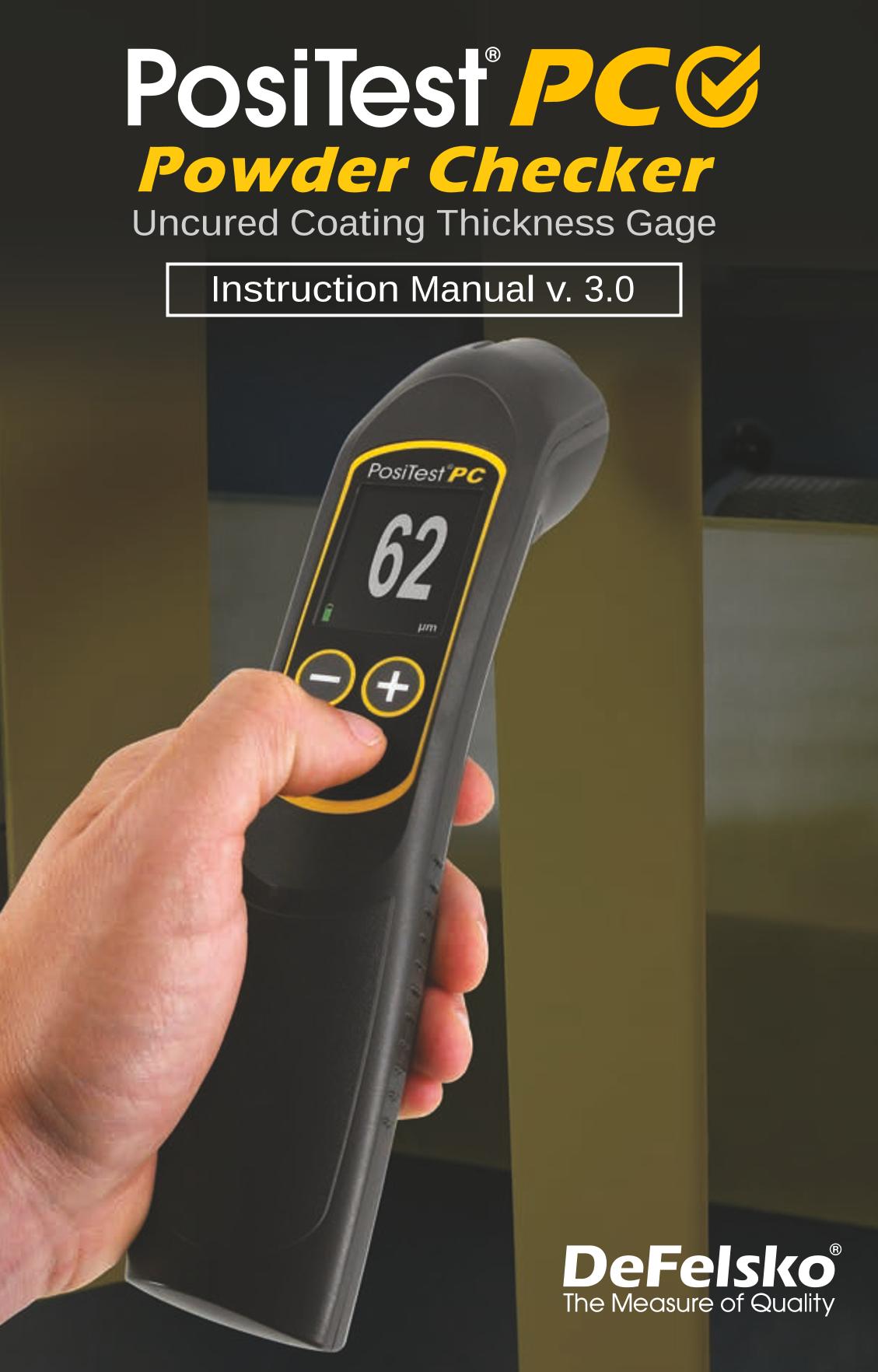 Defelsko PosiTest PC Non-contact uncured powder Thickness GaugeManual page 1