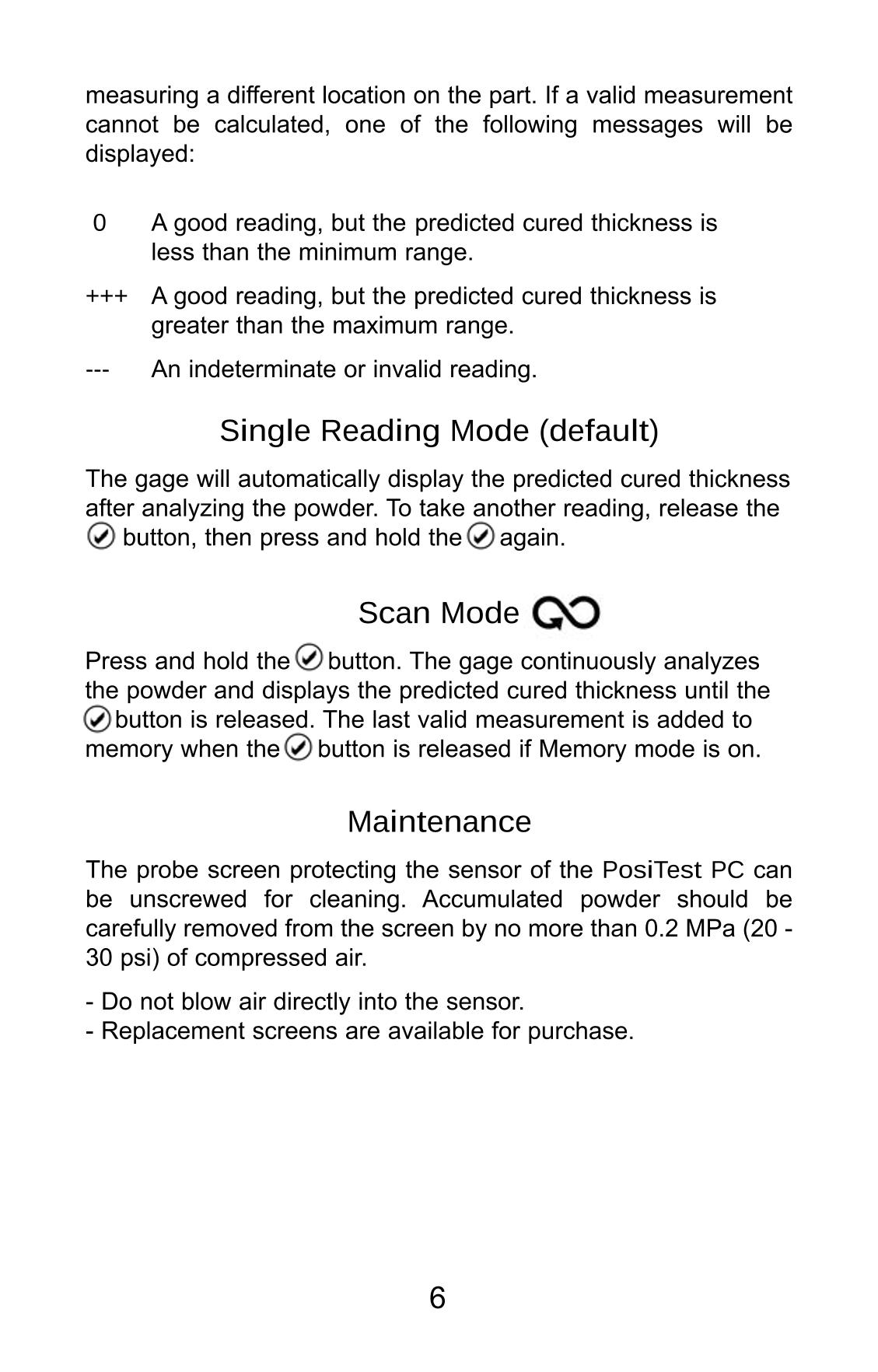 Defelsko PosiTest PC Non-contact uncured powder Thickness GaugeManual page 7