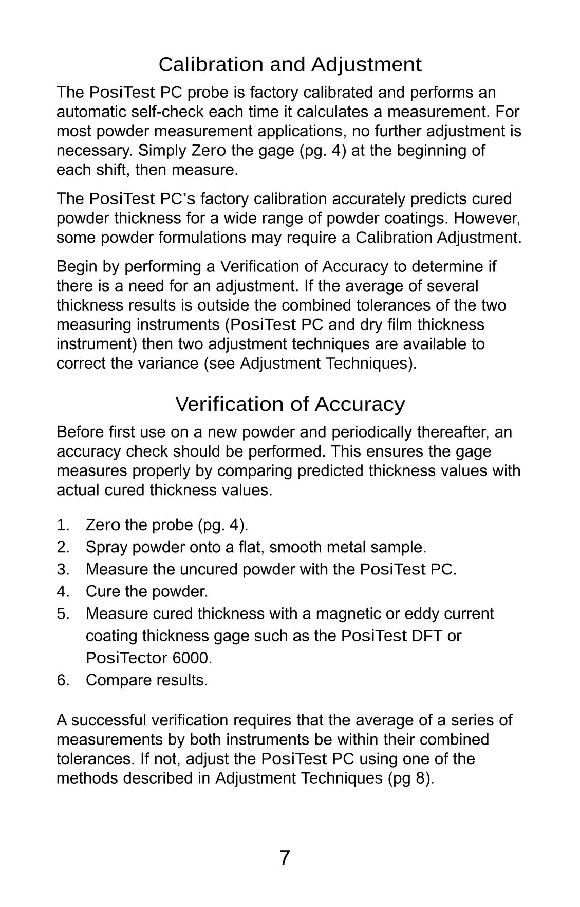 Defelsko PosiTest PC Non-contact uncured powder Thickness GaugeManual page 8
