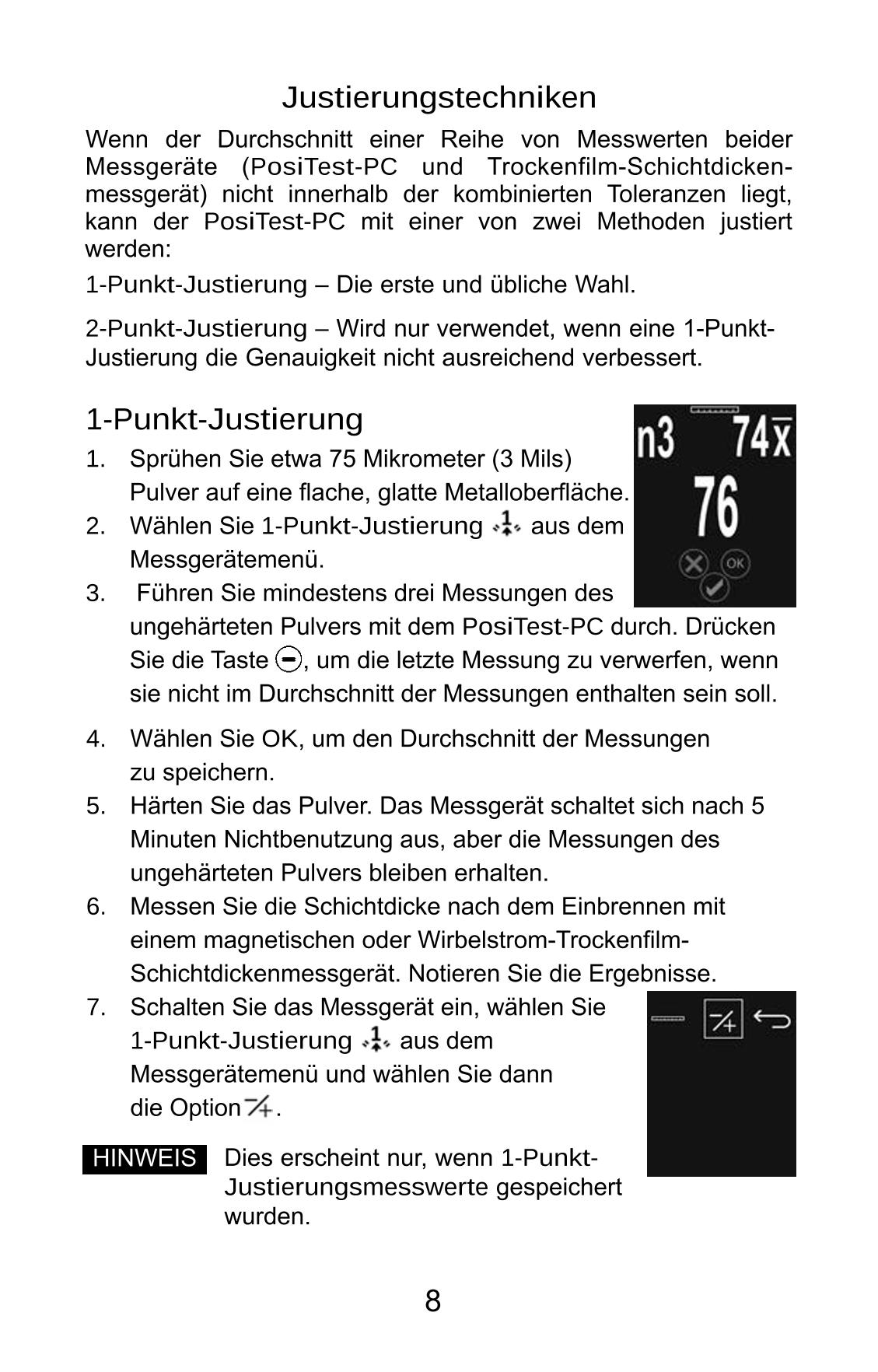 Defelsko PosiTest PC Non-contact uncured powder Thickness GaugeManual page 36