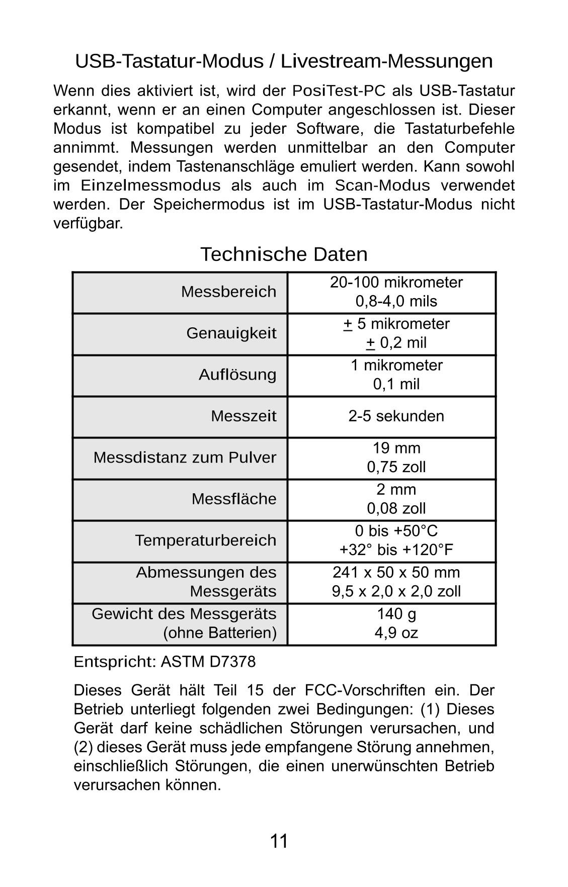 Defelsko PosiTest PC Non-contact uncured powder Thickness GaugeManual page 39