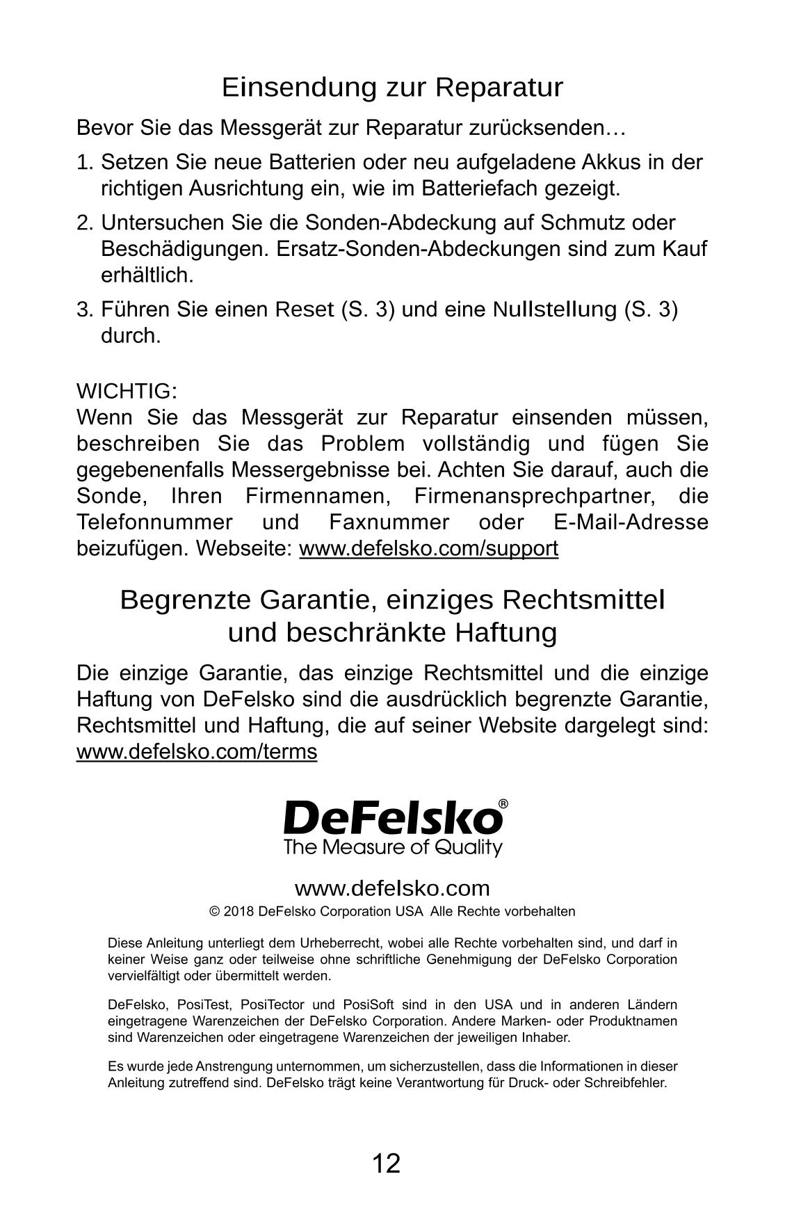 Defelsko PosiTest PC Non-contact uncured powder Thickness GaugeManual page 40