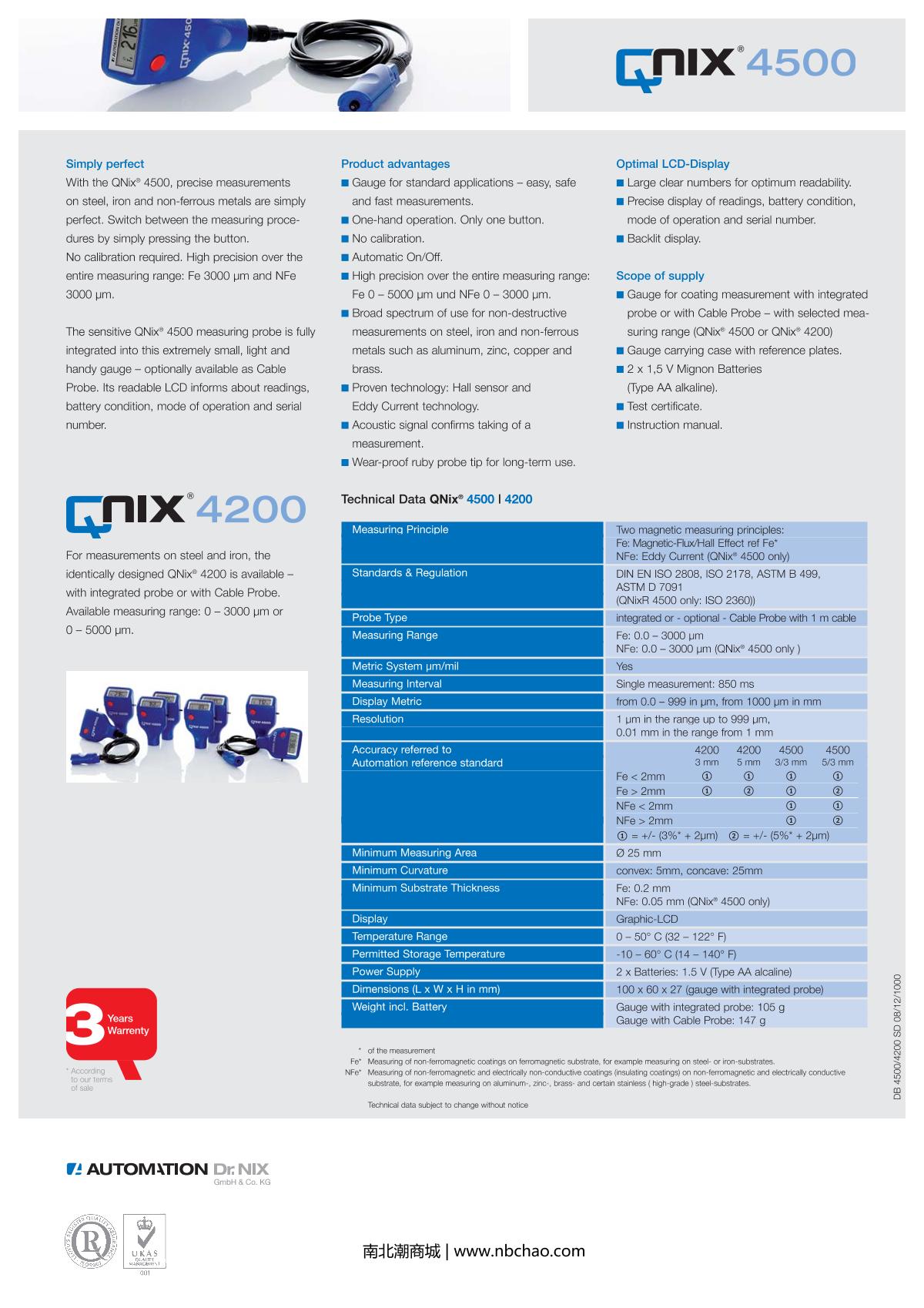 Qnix QNix4500P5 Coating Thickness Gauge brochure page 2