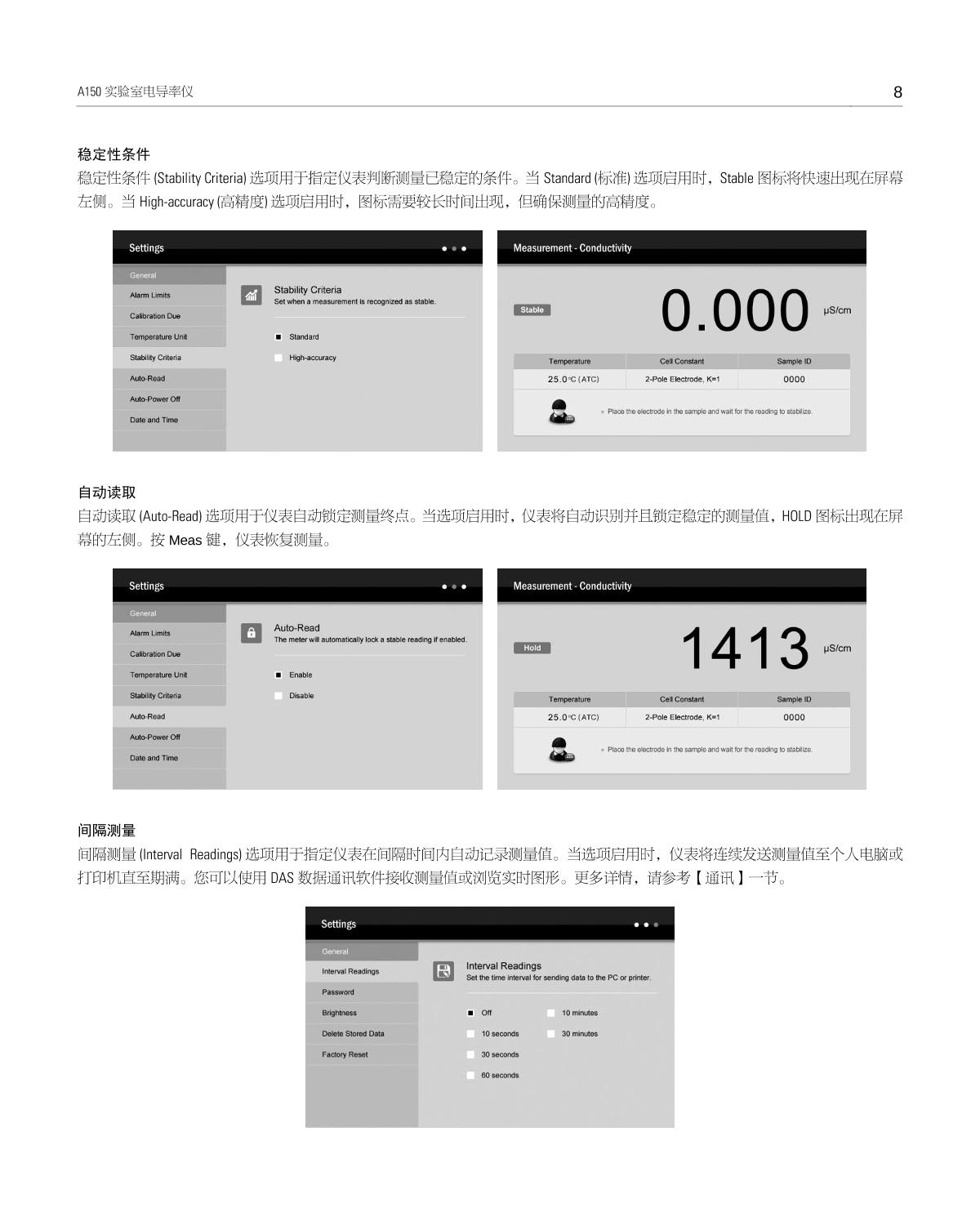 Bante A150-UK Laboratory conductivity /TDS/salinity/resistivity meterManual page 9