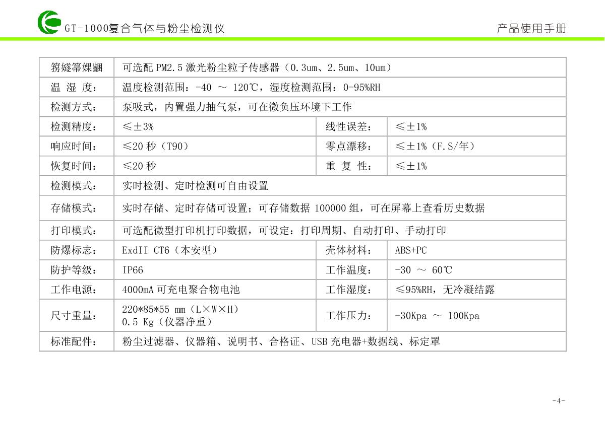 KORNO GT1000-VOC-Y Organic solvent volatile gas, alcohol Detector brochure page 6