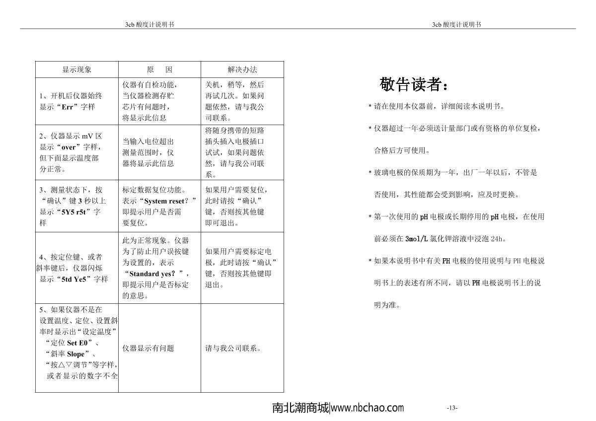 YuePing PHS-3CB electrode ElectrodeManual page 1