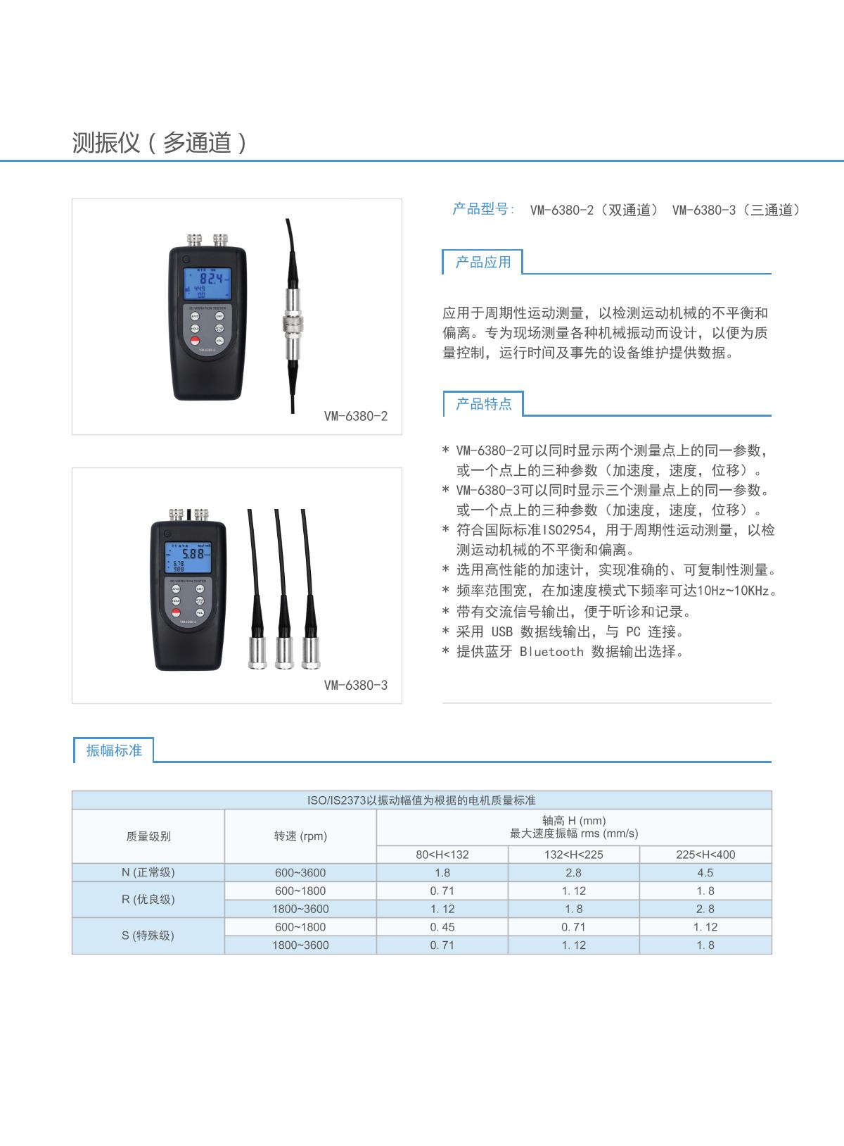 LANDTEK VM-6380-3 VibratIon Meter (three channels) brochure page 1