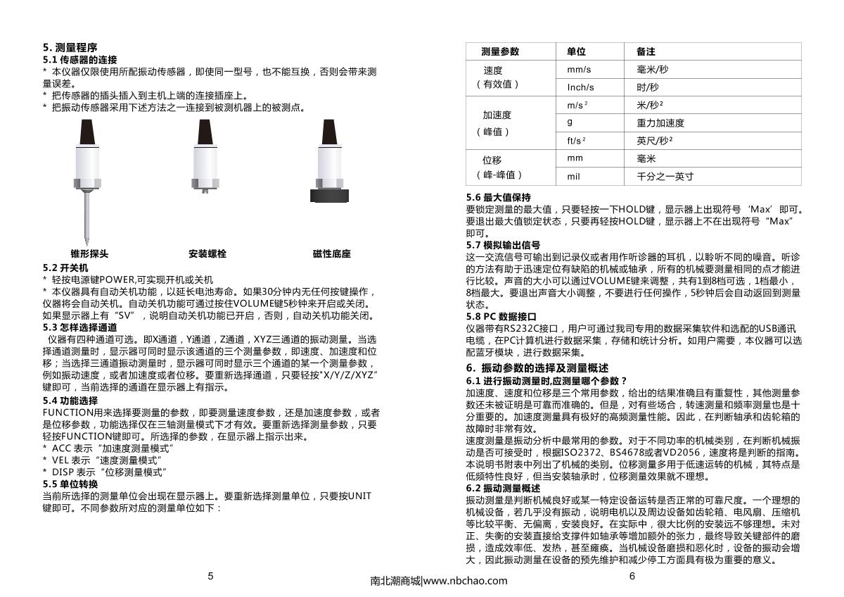 LANDTEK VM-6380-3 VibratIon Meter (three channels)Manual page 6