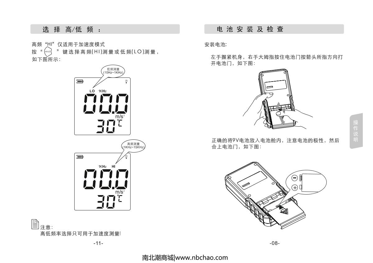 SMART SENSOR AR63B VibratIon MeterManual page 11