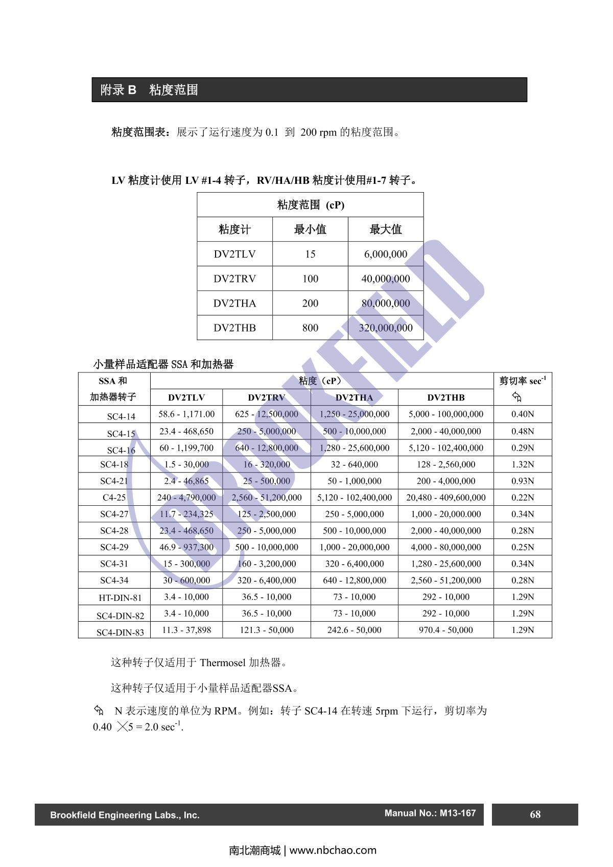 Brookfield DV2TLV ViscometerManual page 68