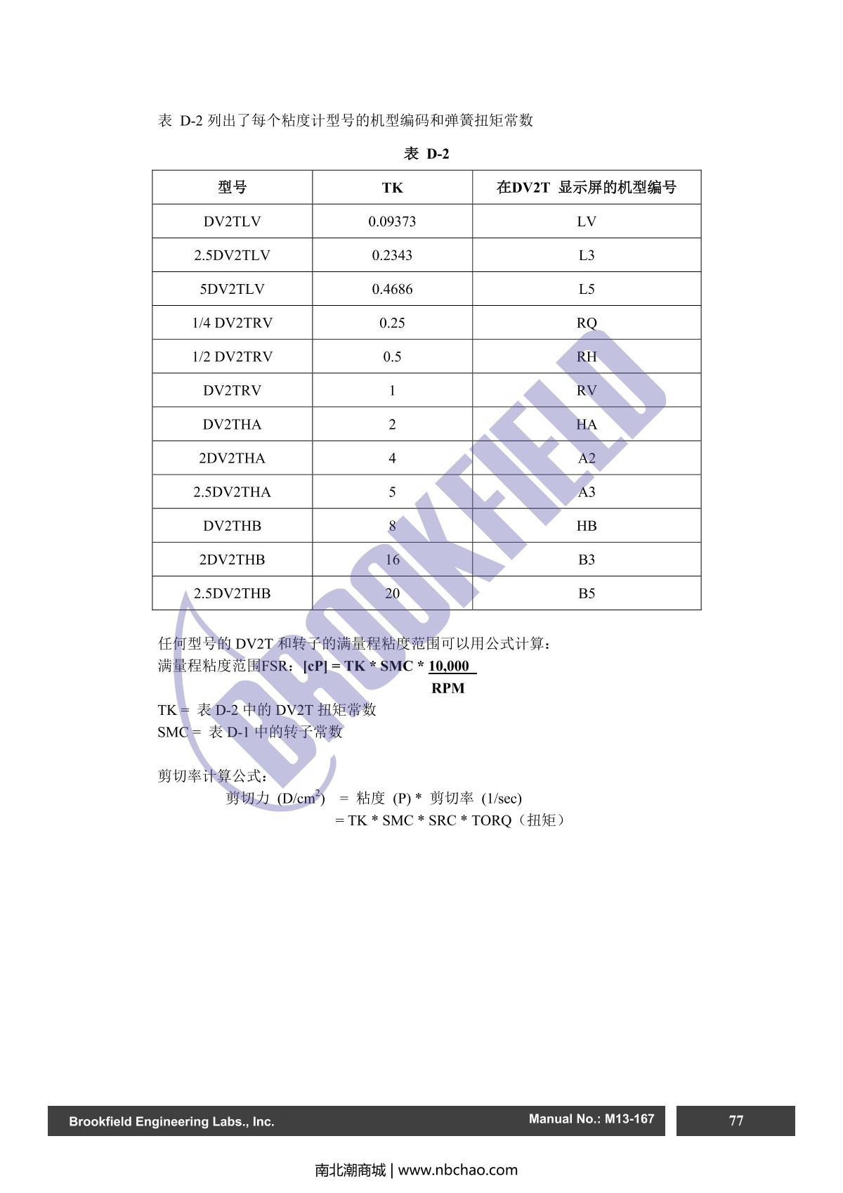 Brookfield DV2TLV ViscometerManual page 77