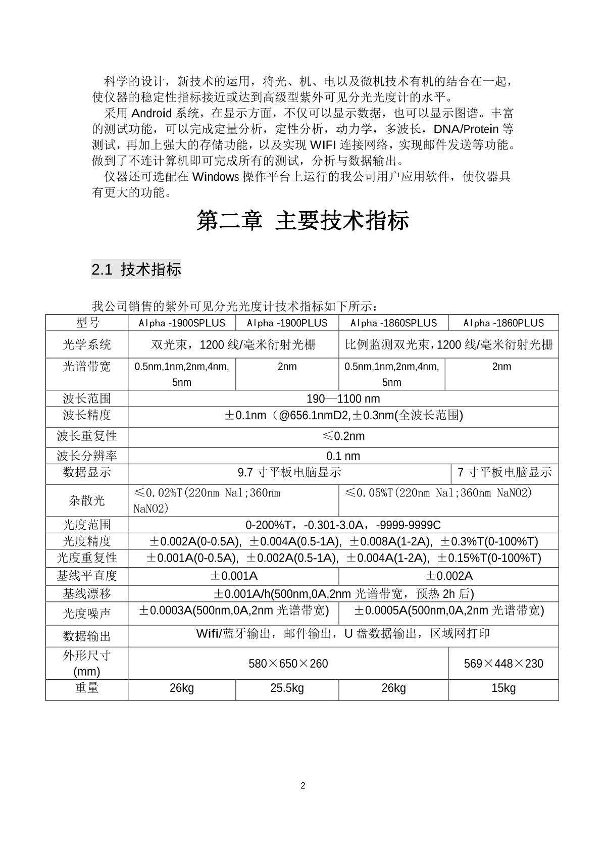 laspec Alpha-1900Plus UV-Visible SpectrophotometerManual page 5