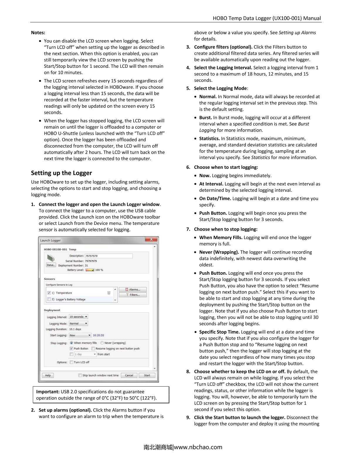 ONSET HOBO UX100-001 Temperature RecorderManual page 3
