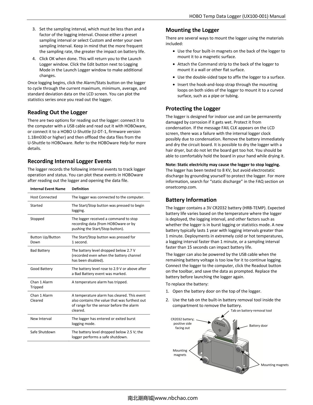 ONSET HOBO UX100-001 Temperature RecorderManual page 6