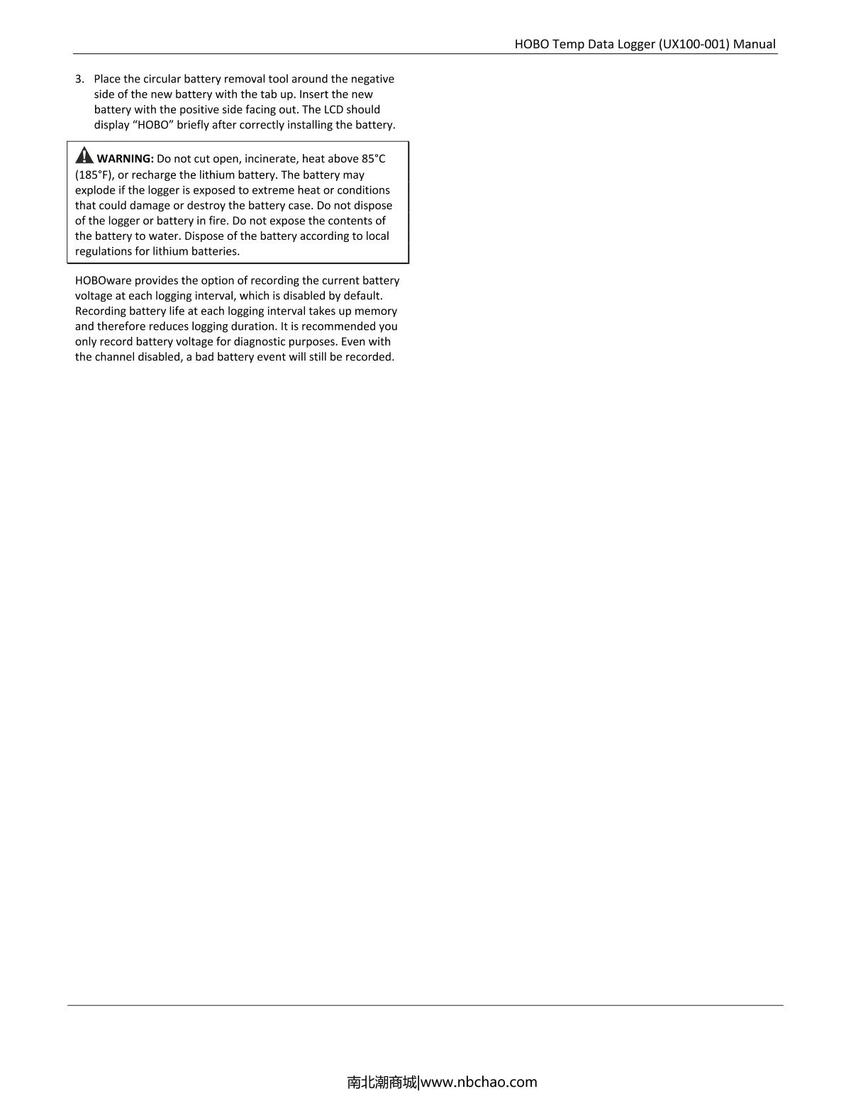 ONSET HOBO UX100-001 Temperature RecorderManual page 7