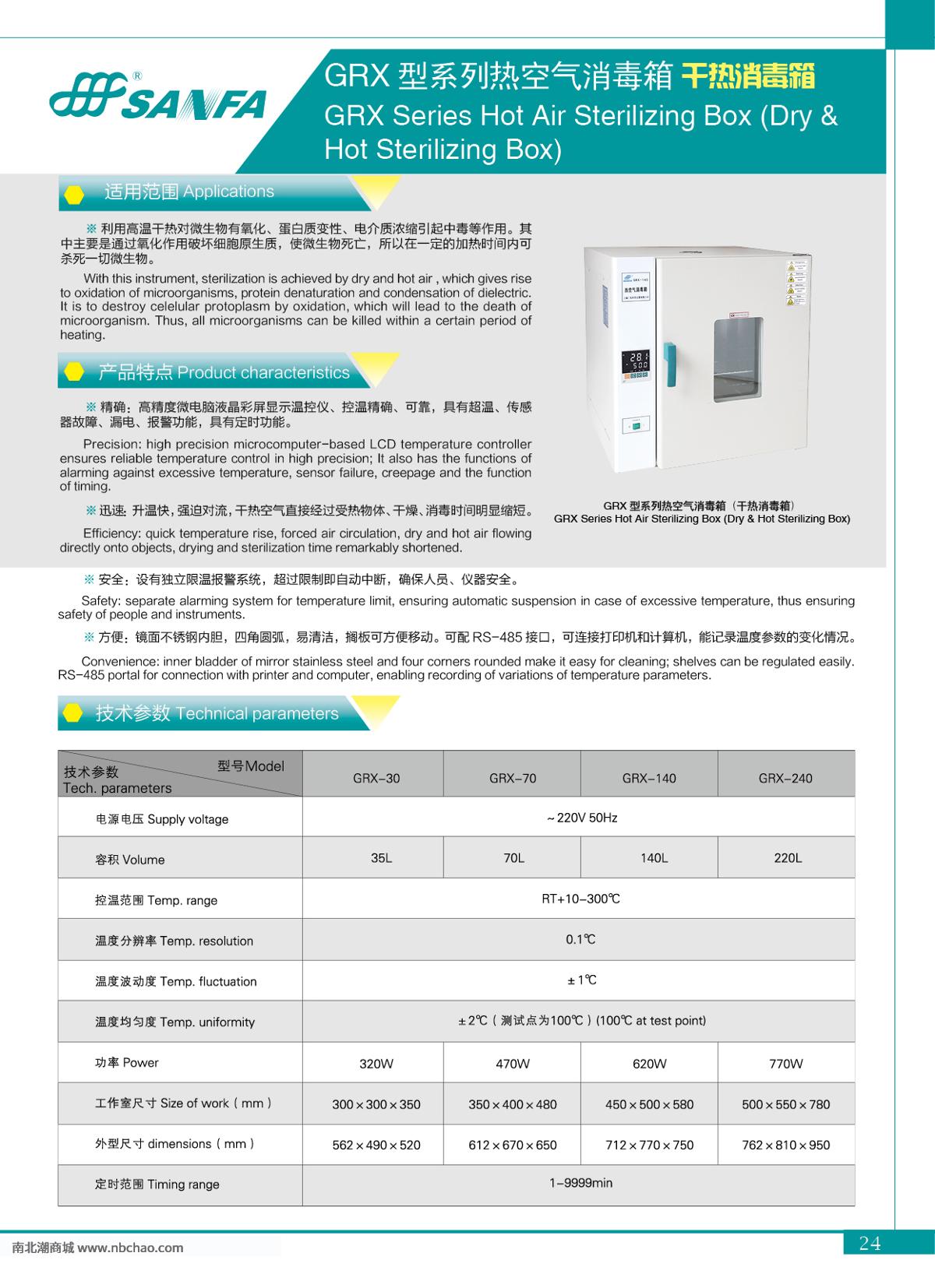 sanfa GRX-140 Hot air detoxification box brochure page 1