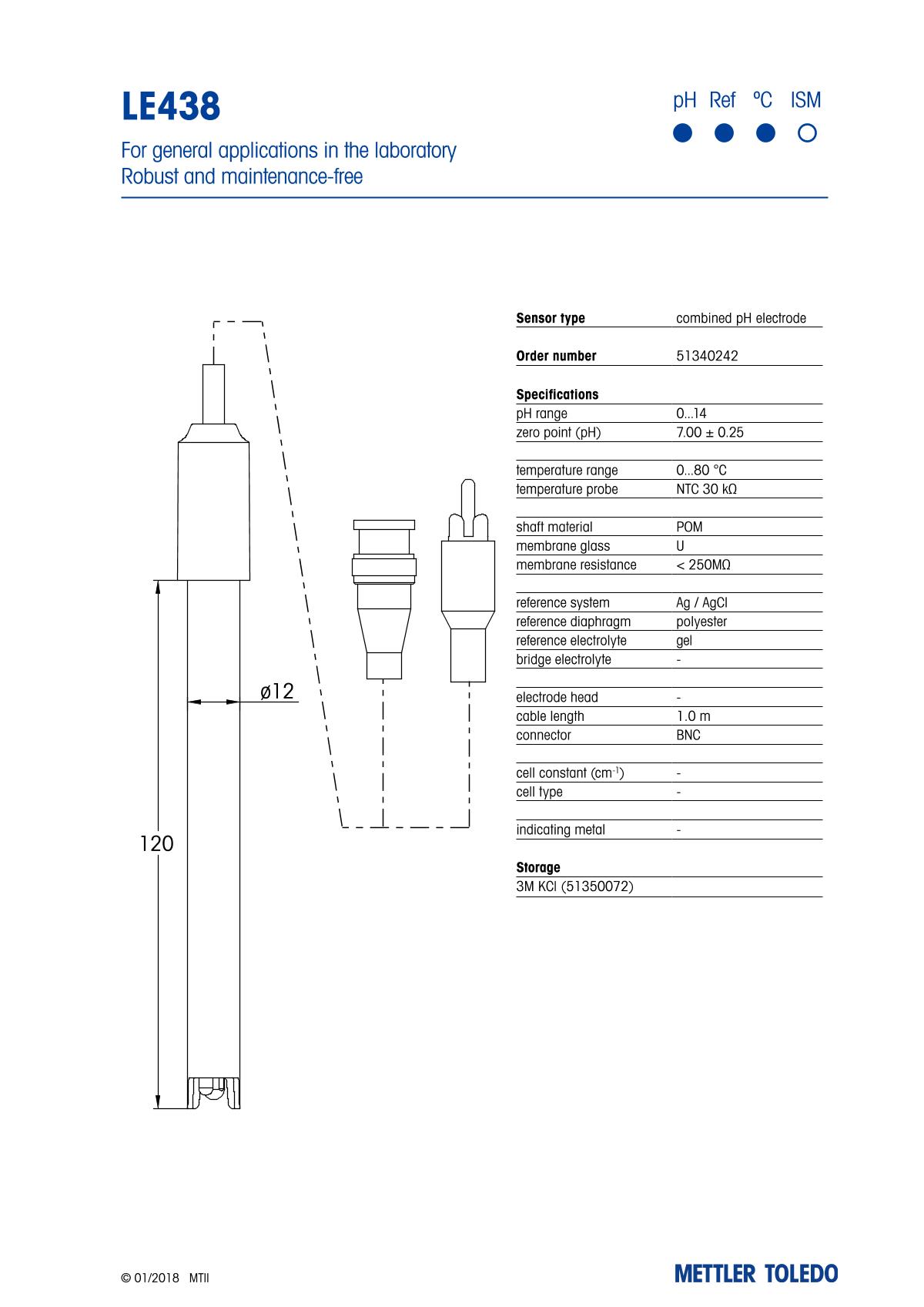 METTLERTOLEDO LE438 pH electrode brochure page 1