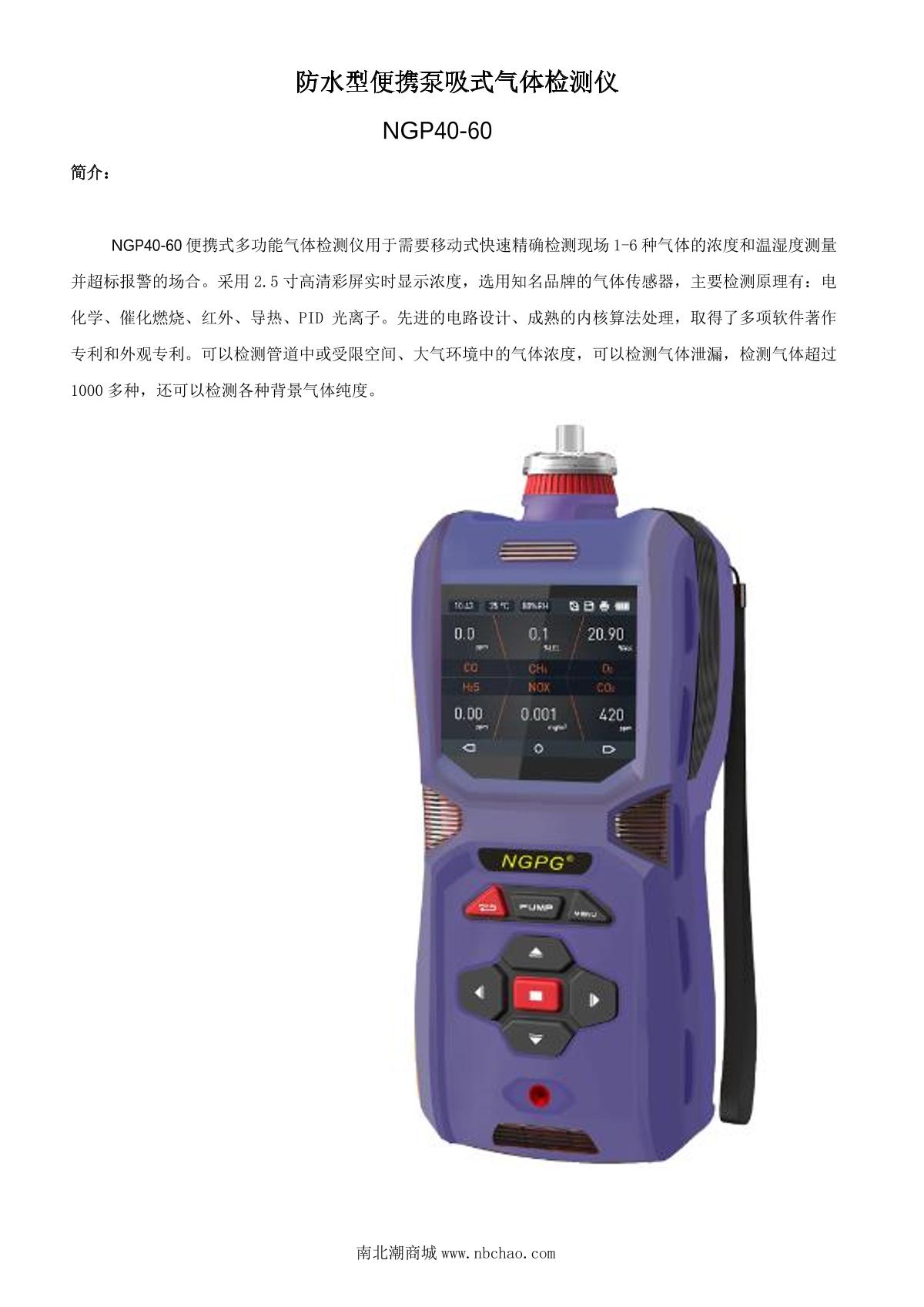GaoPin NGP40-60 Gas Detector brochure page 1