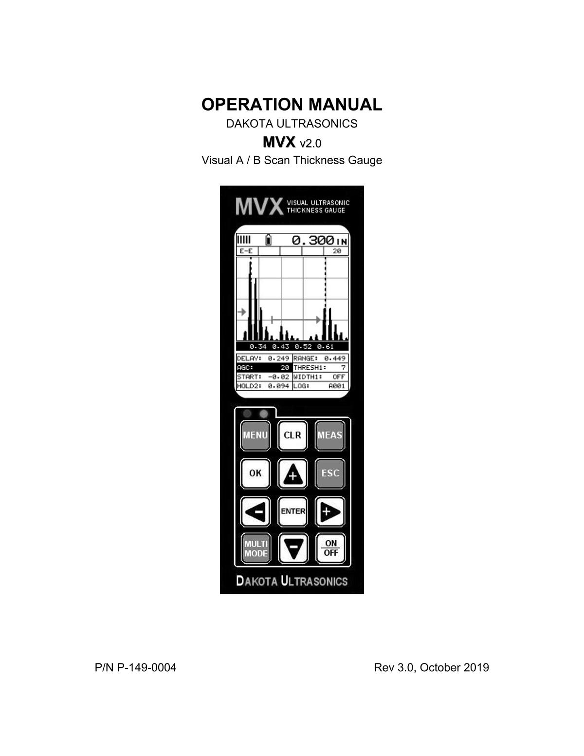 DAKOTA MVX Ultrasonic Thickness GaugeManual page 1