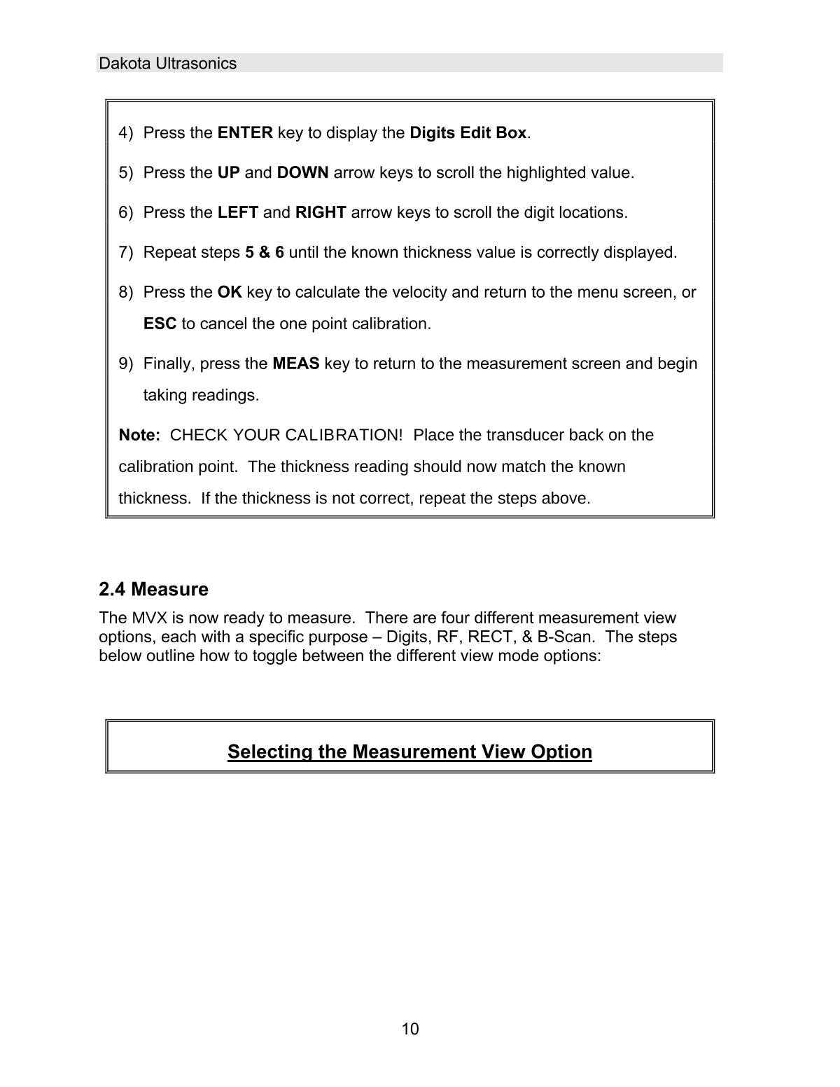 DAKOTA MVX Ultrasonic Thickness GaugeManual page 16