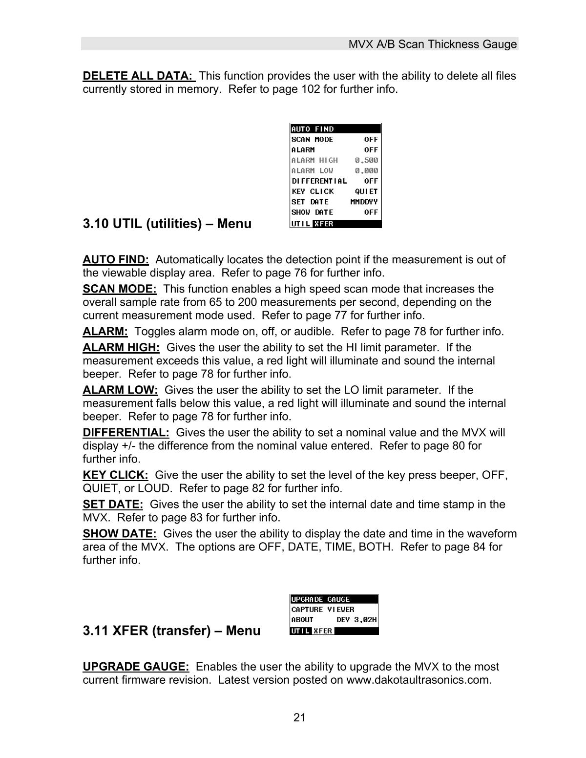 DAKOTA MVX Ultrasonic Thickness GaugeManual page 27