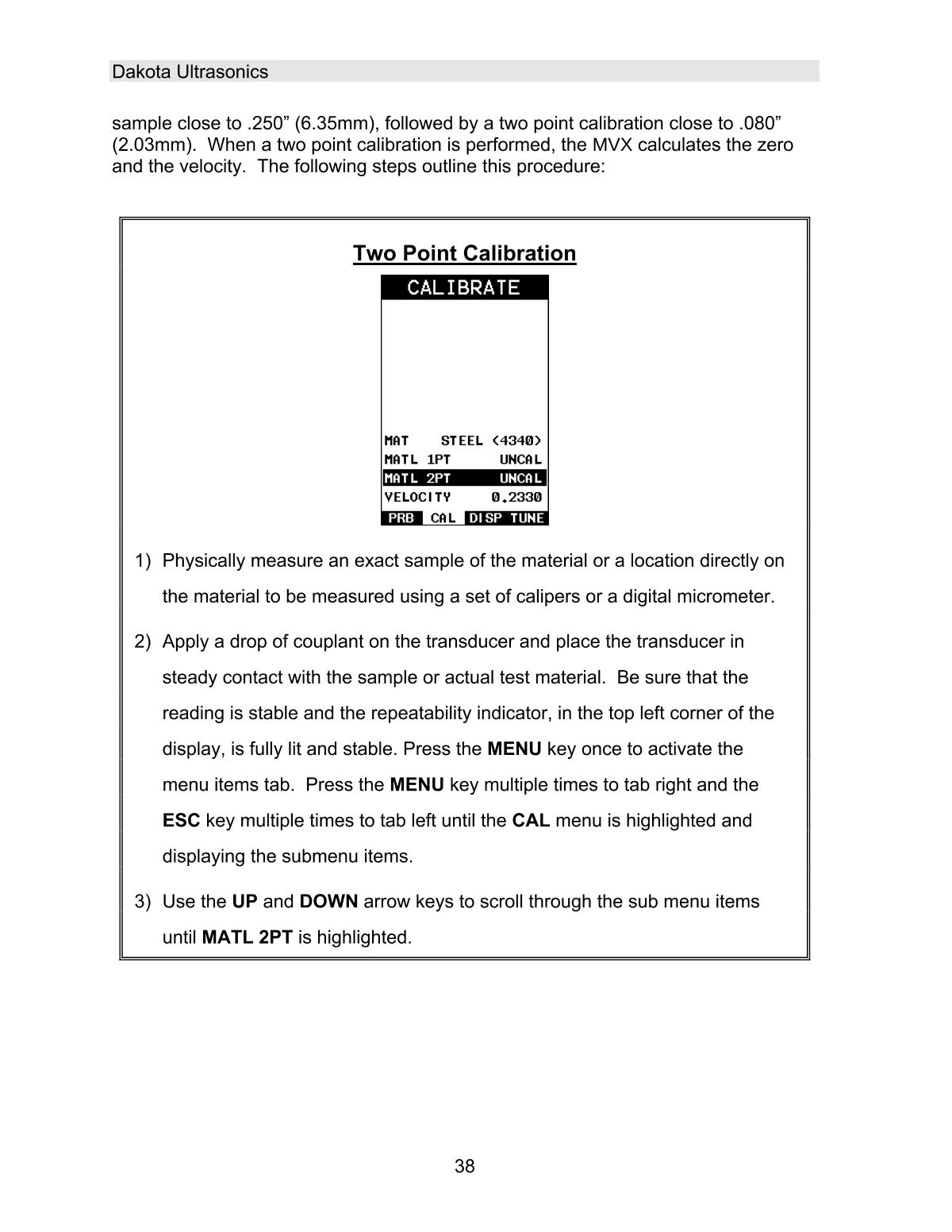 DAKOTA MVX Ultrasonic Thickness GaugeManual page 44