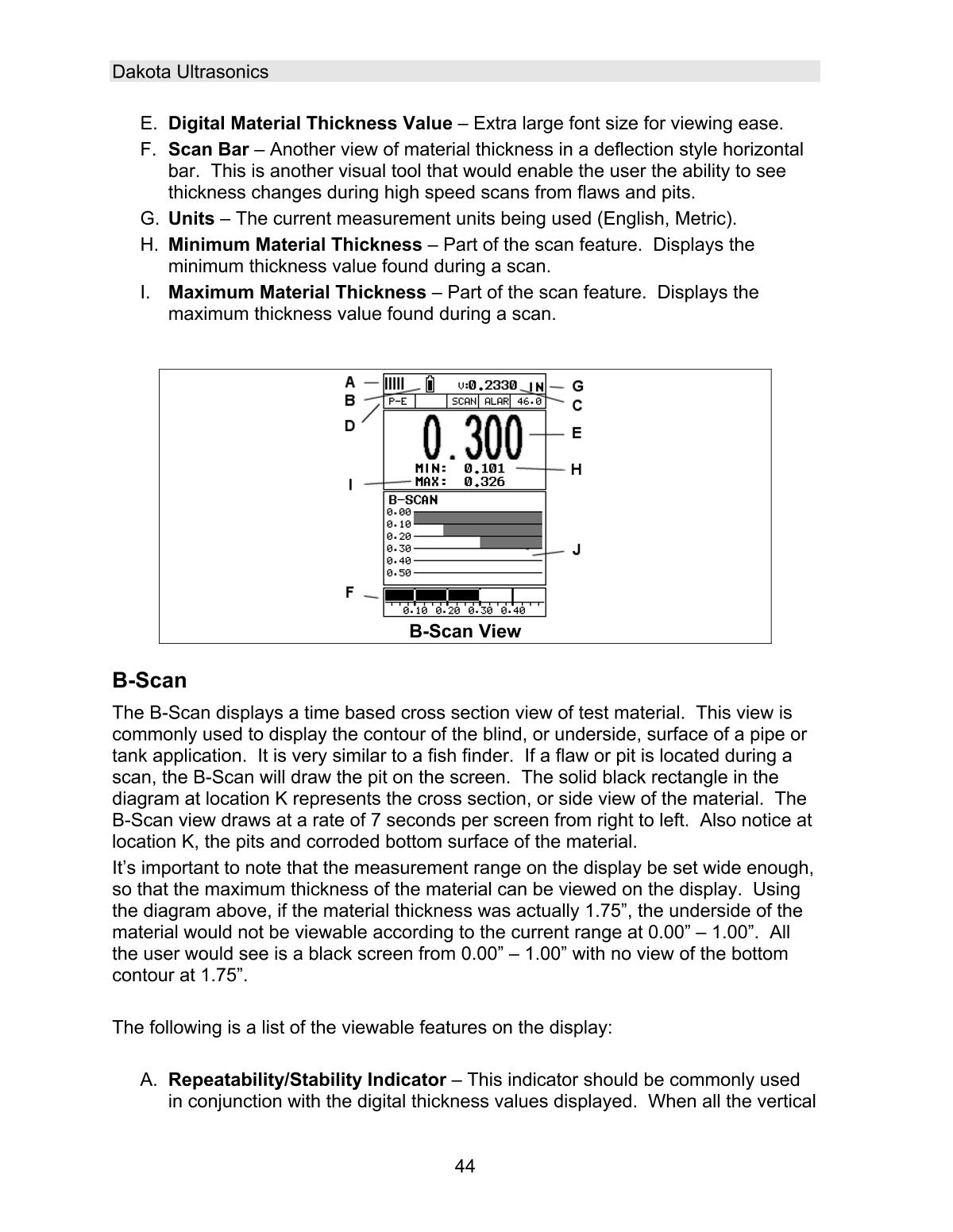 DAKOTA MVX Ultrasonic Thickness GaugeManual page 50
