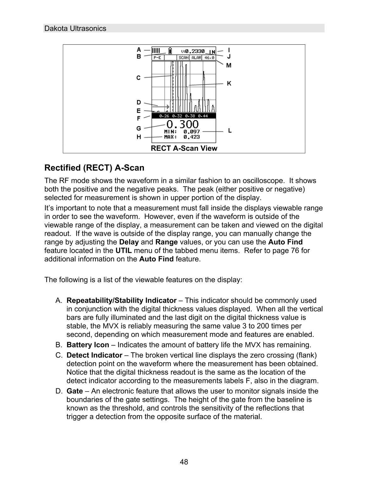 DAKOTA MVX Ultrasonic Thickness GaugeManual page 54