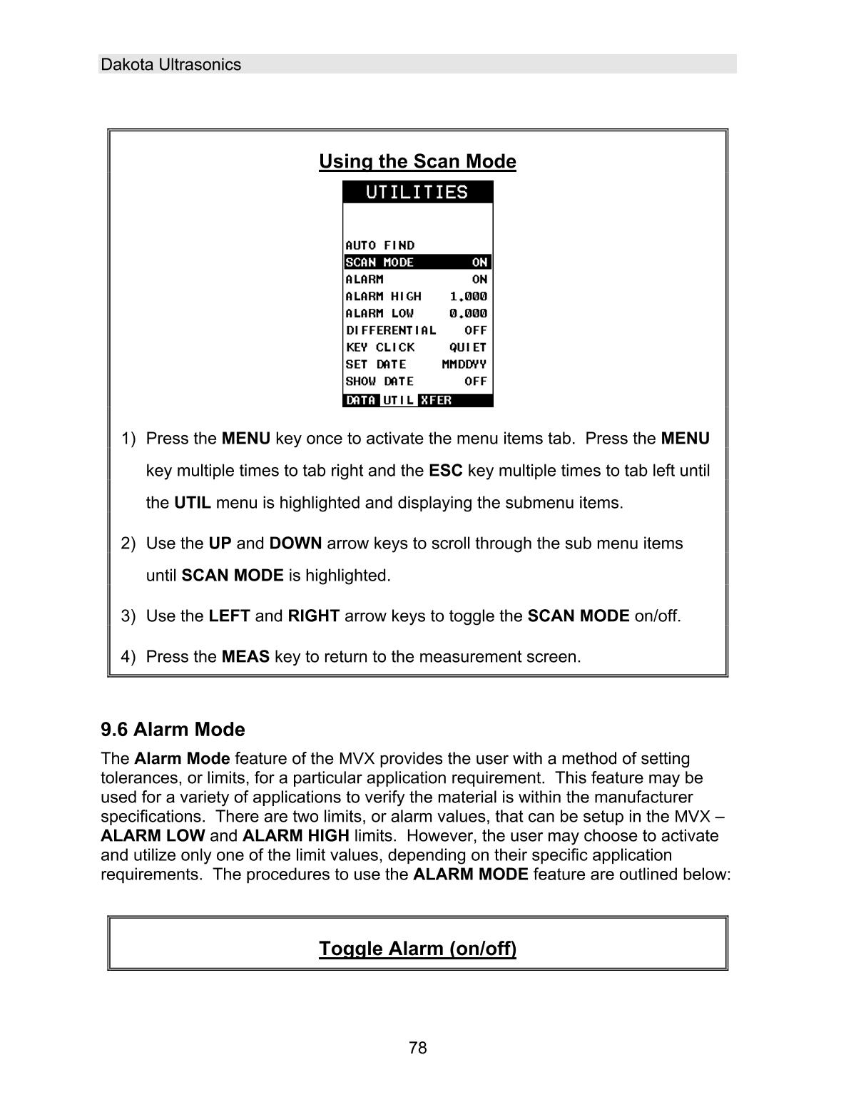 DAKOTA MVX Ultrasonic Thickness GaugeManual page 84