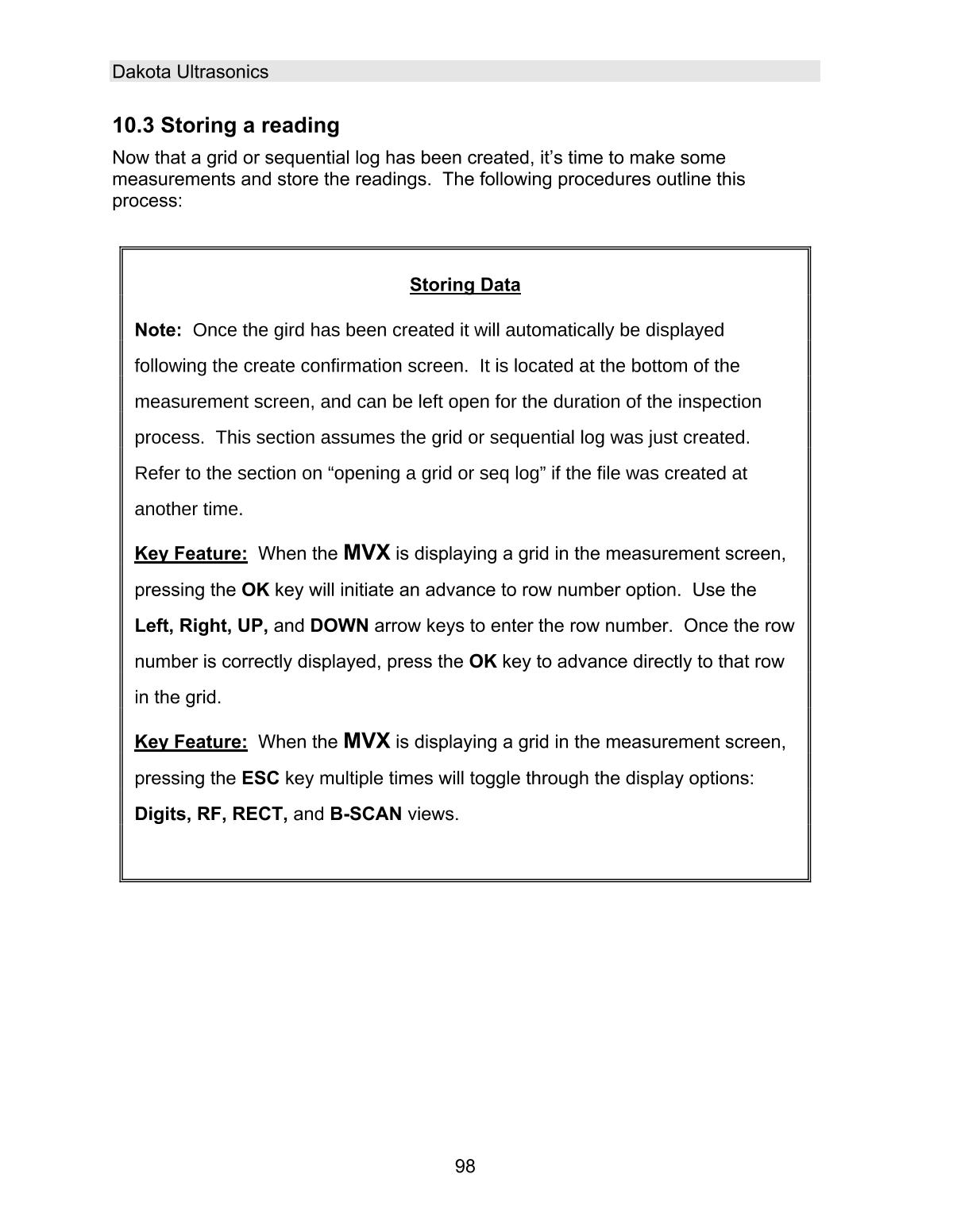 DAKOTA MVX Ultrasonic Thickness GaugeManual page 104