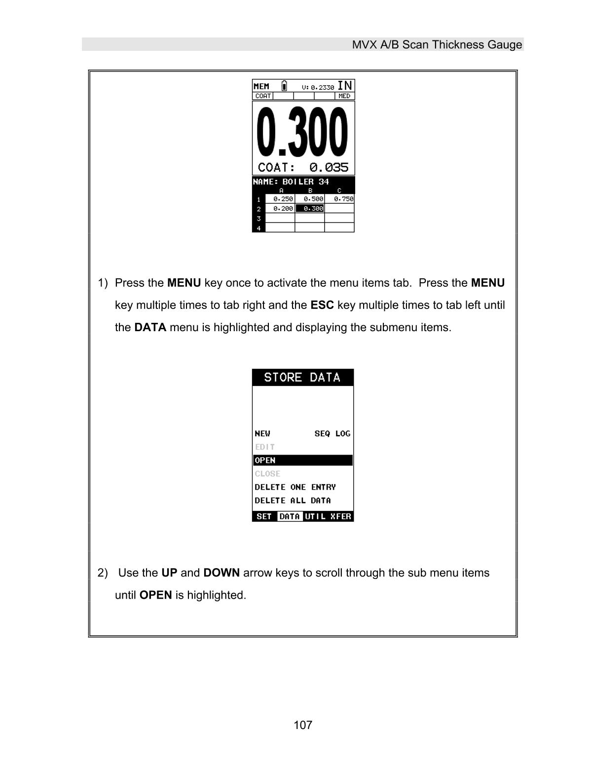 DAKOTA MVX Ultrasonic Thickness GaugeManual page 113