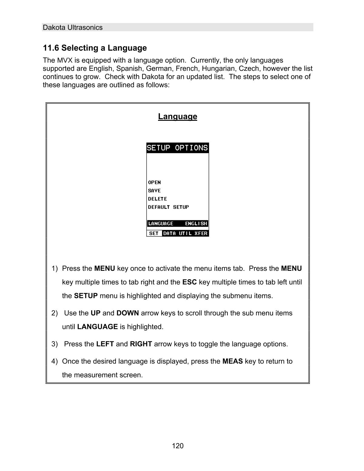 DAKOTA MVX Ultrasonic Thickness GaugeManual page 126